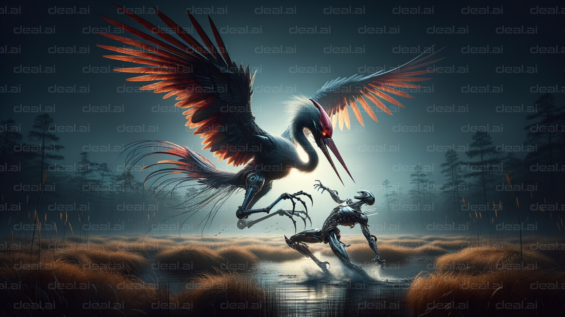 "Cybernetic Bird vs. Robot Showdown"