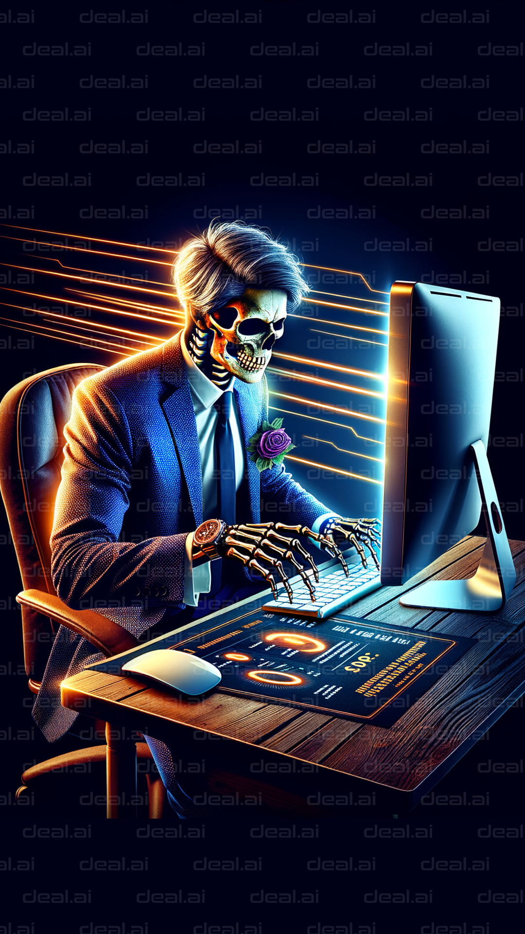 "Cyber Skeleton Typing at Computer"