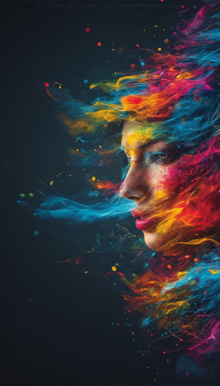 "Vivid Color Burst Portrait Art"