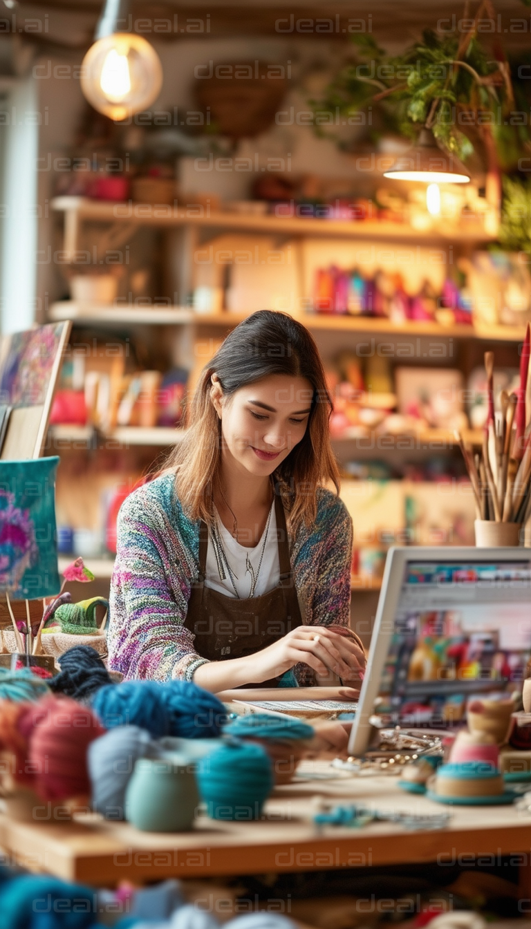 Artist Creating Colorful Craft Creations