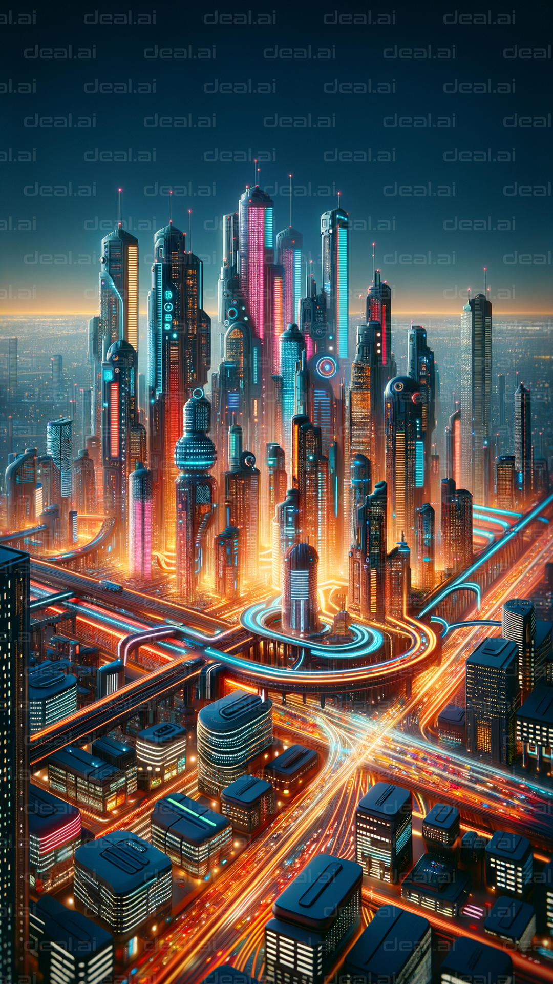 Futuristic Neon Metropolis Skyline