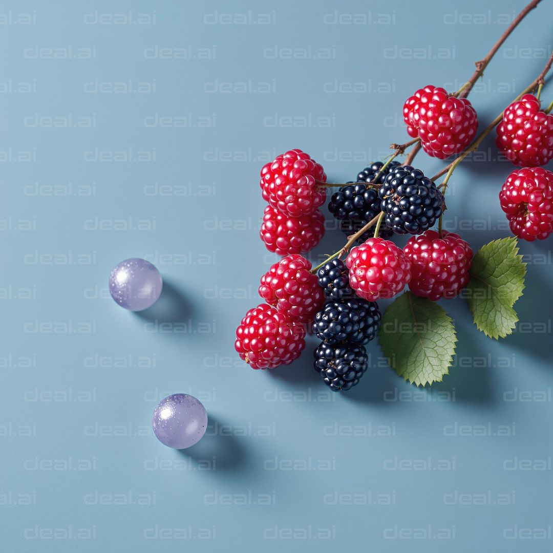 Berries and Beads on Blue Backdrop