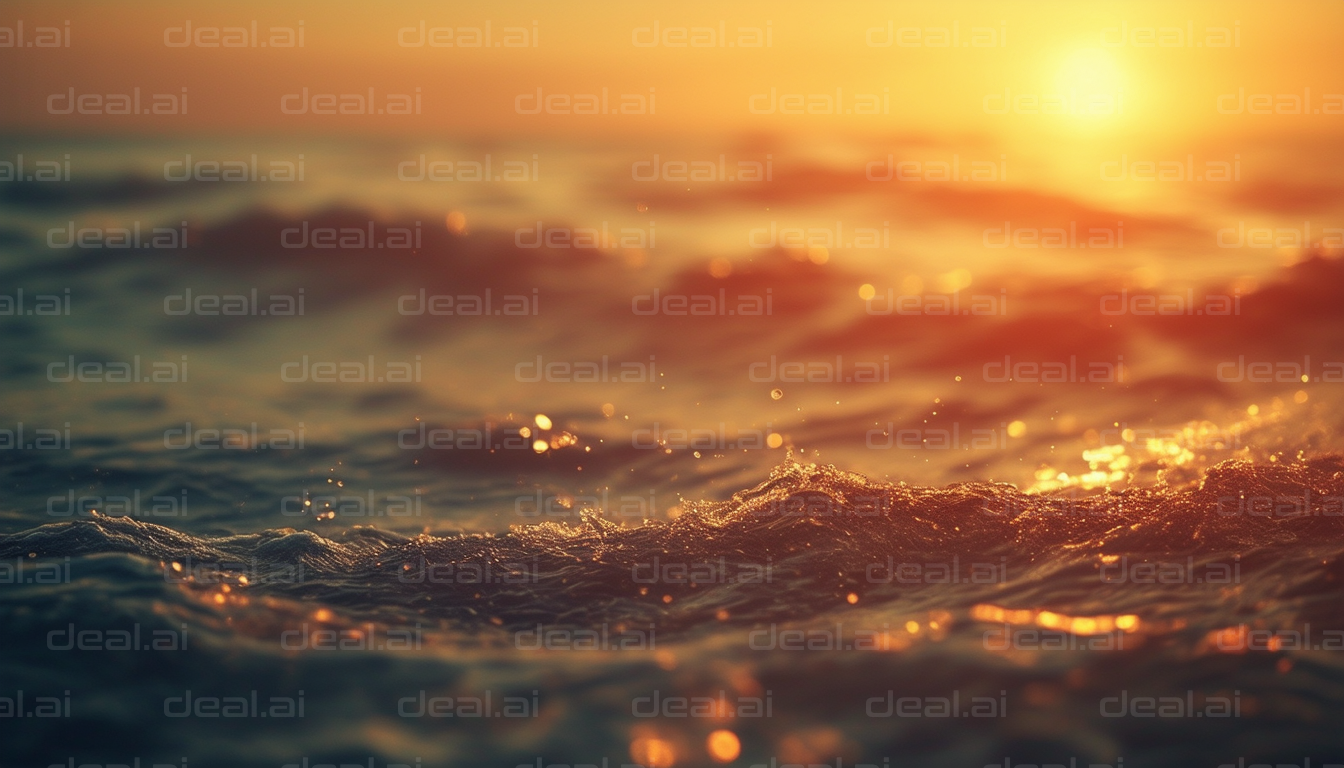 Sunset Waves Glistening on the Ocean