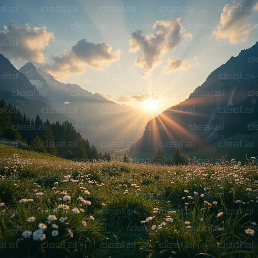 "Sunlit Mountain Meadow Bliss"