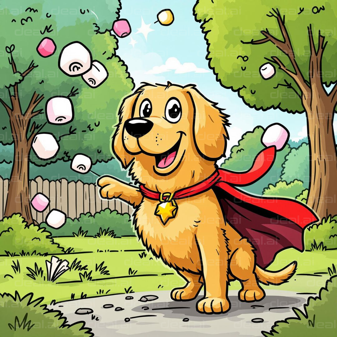 Superdog Juggling Marshmallows