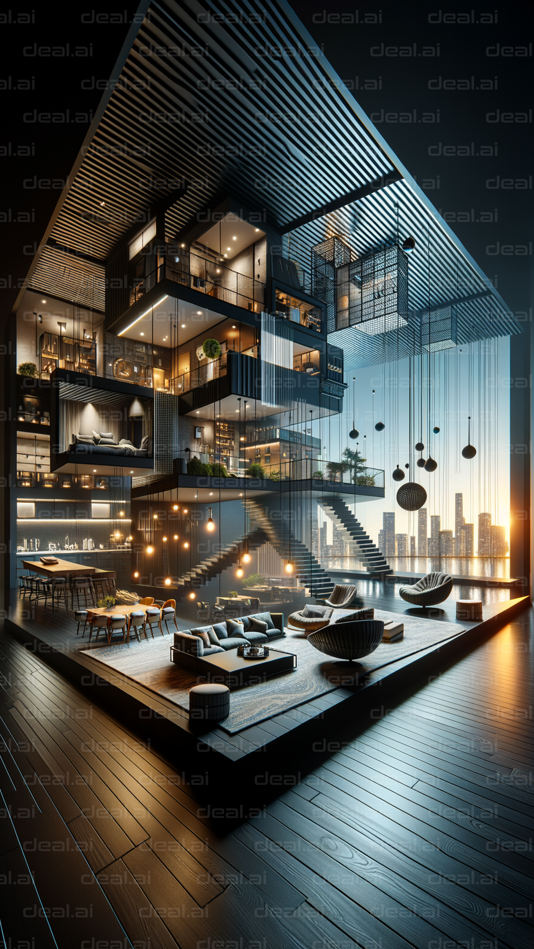 Modern Multi-Level Loft with City View