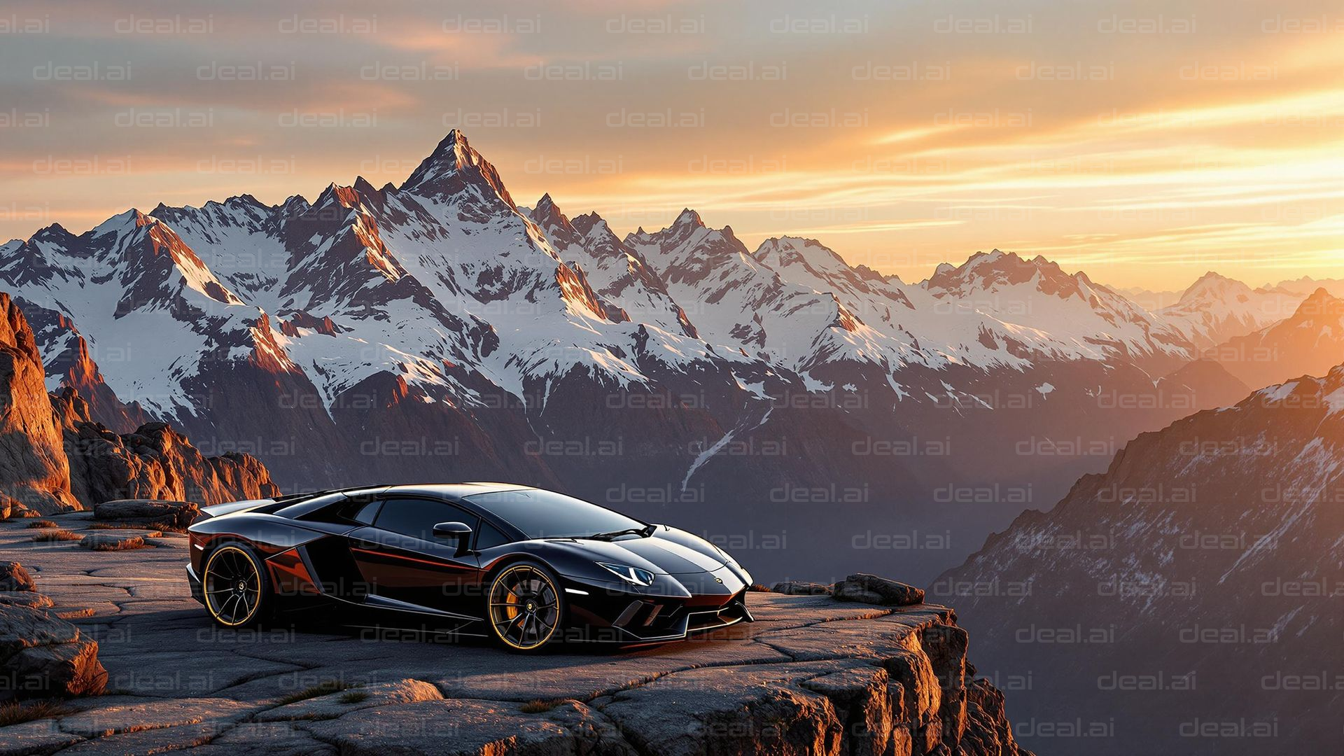 Sleek Car in Mountain Sunset