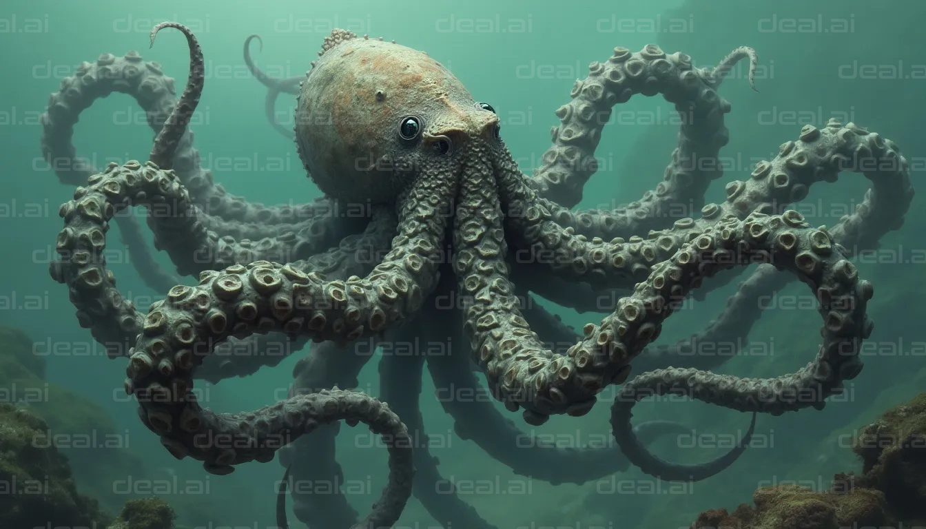 "Giant Octopus in Deep Sea"