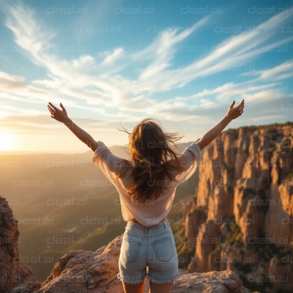 "Embracing Freedom at Sunset"