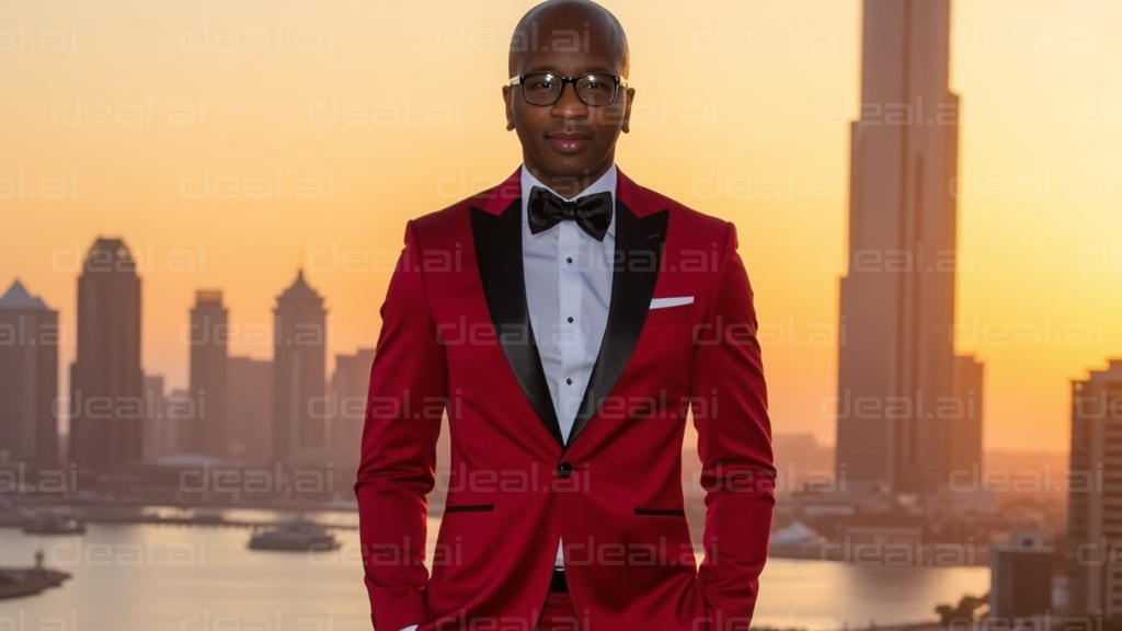 Dapper Gentleman at Sunset Skyline