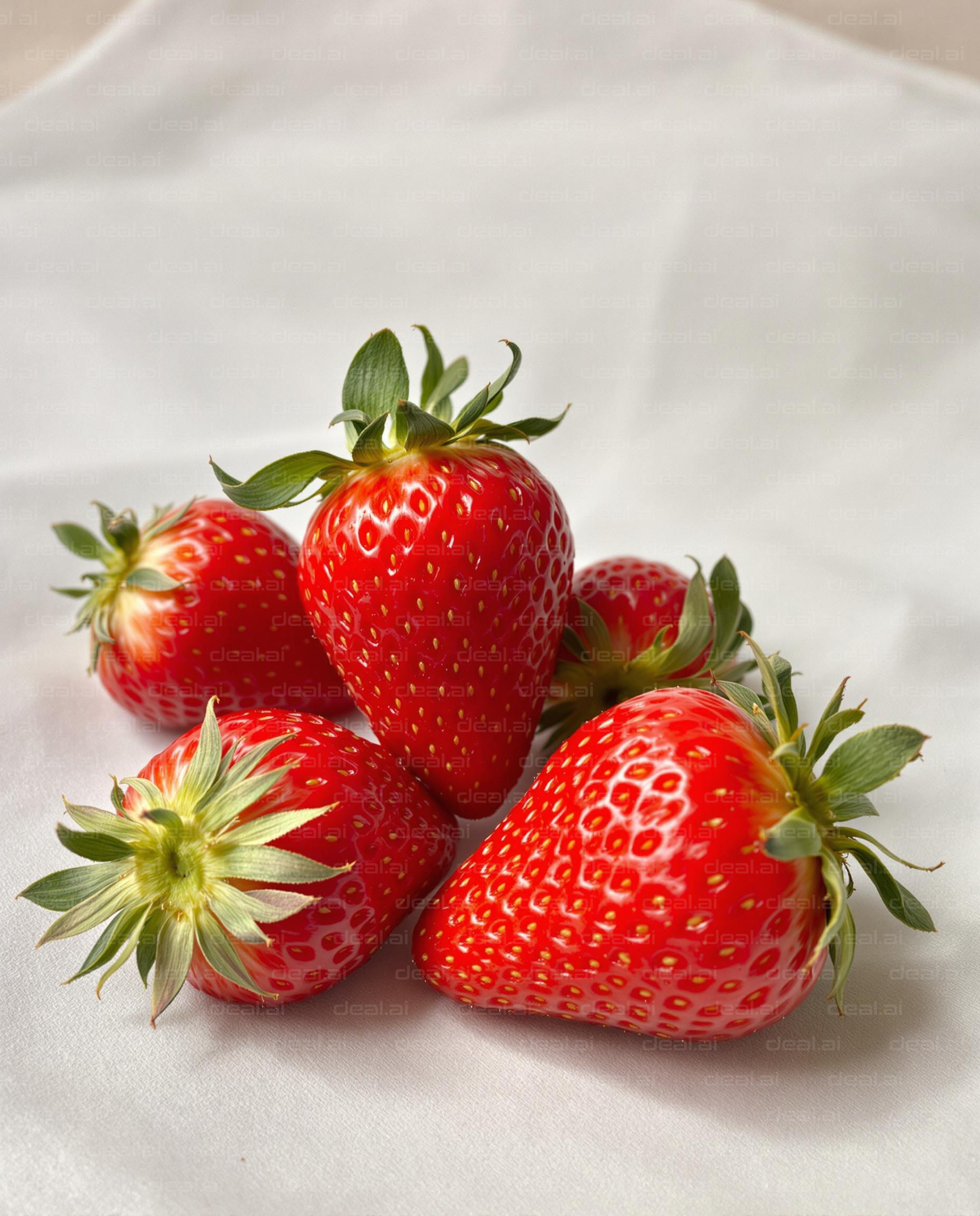 Fresh Strawberries on White Cloth