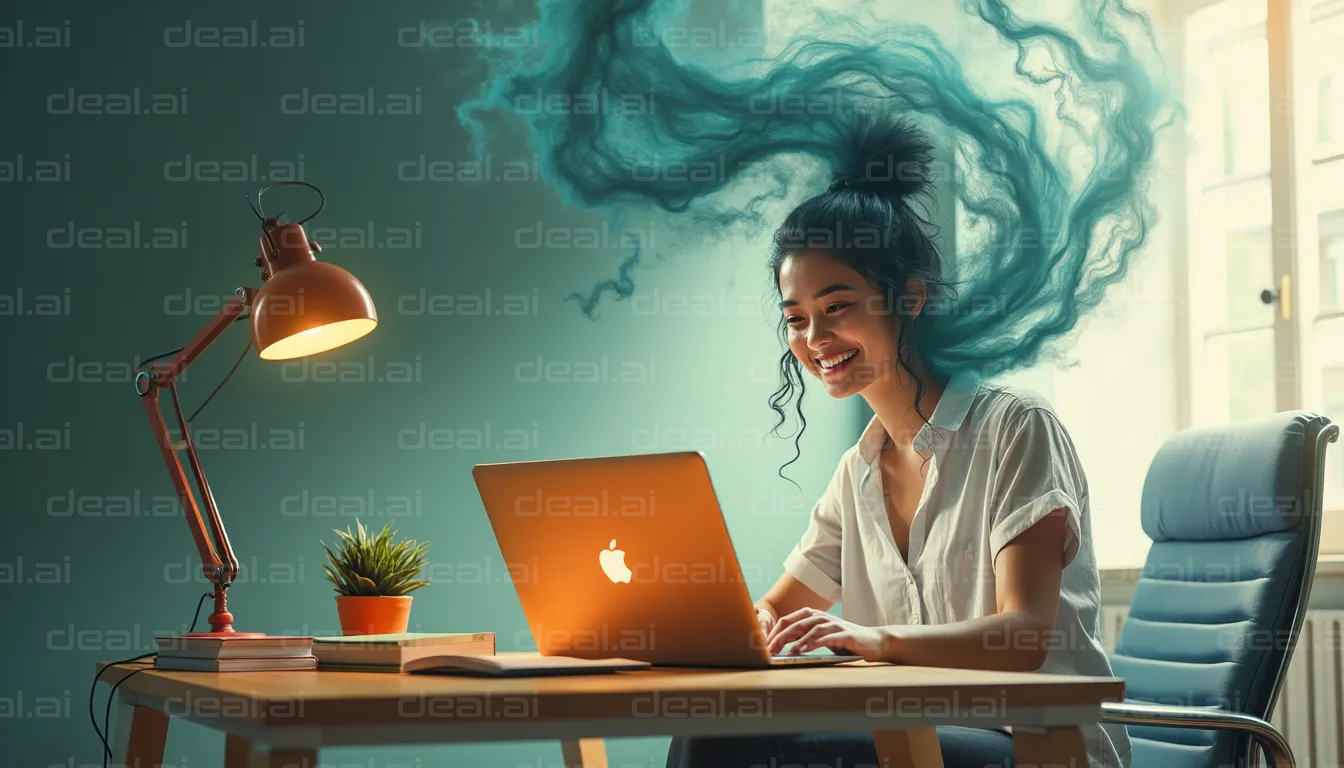 "Creative Flow at the Laptop Desk"