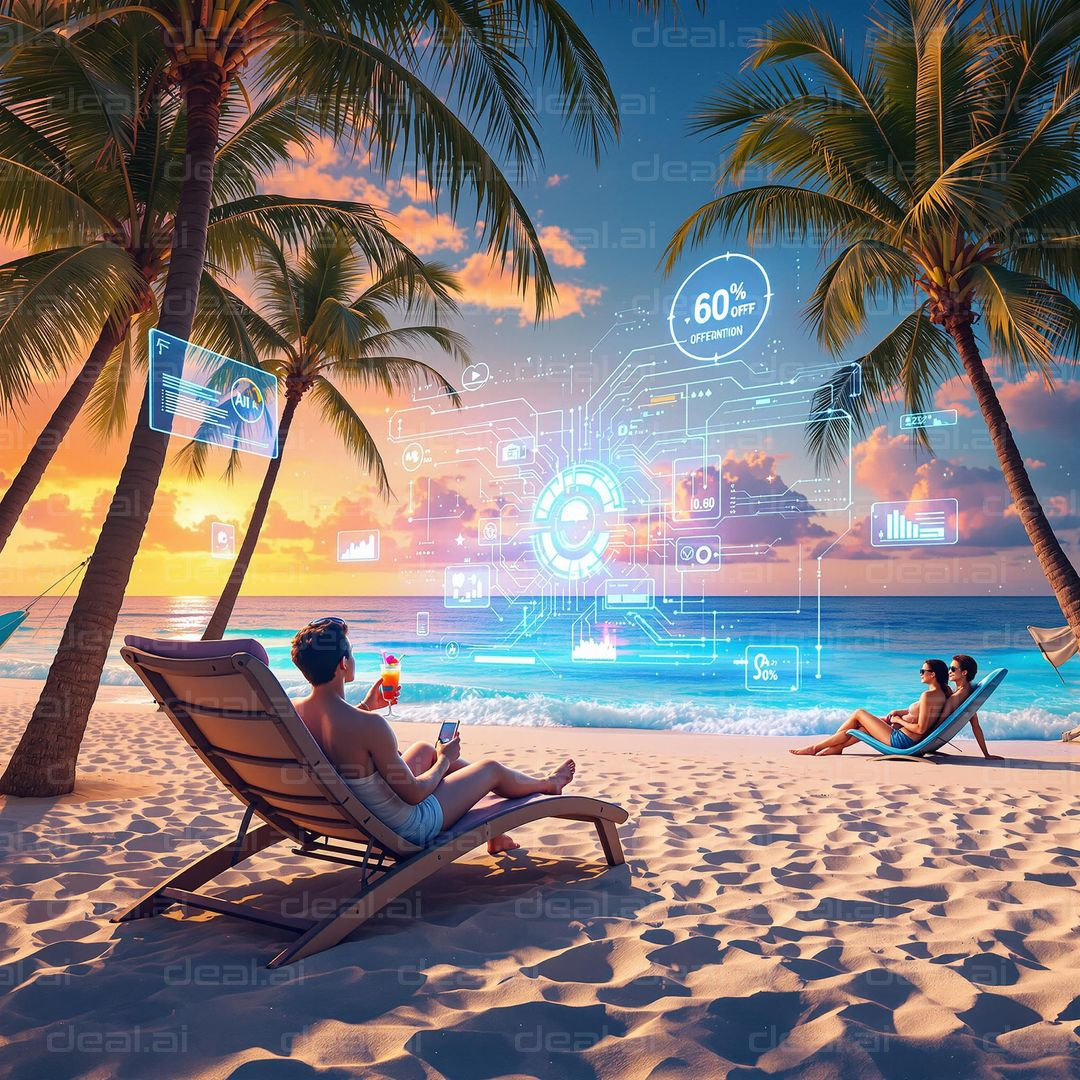 "Futuristic Beach Relaxation"
