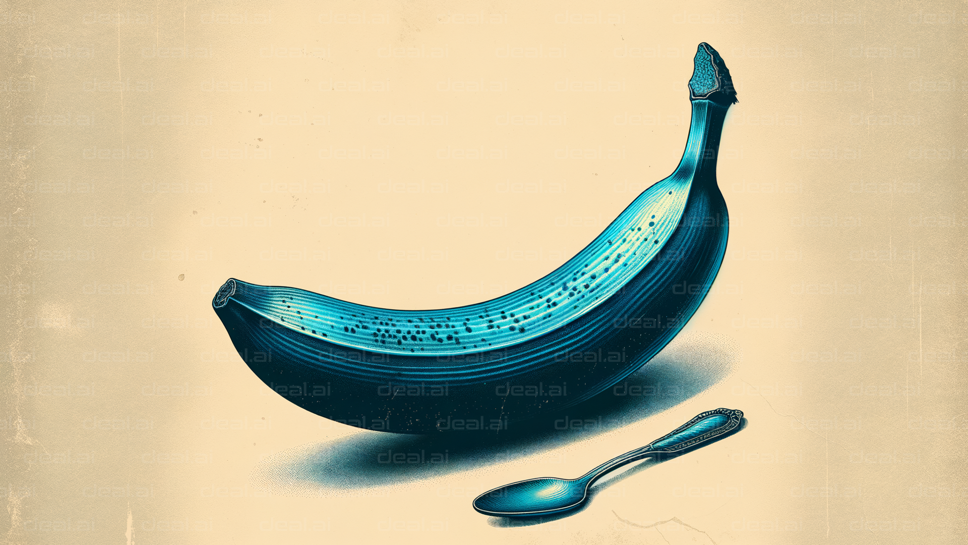 Blue Banana with Silver Spoon