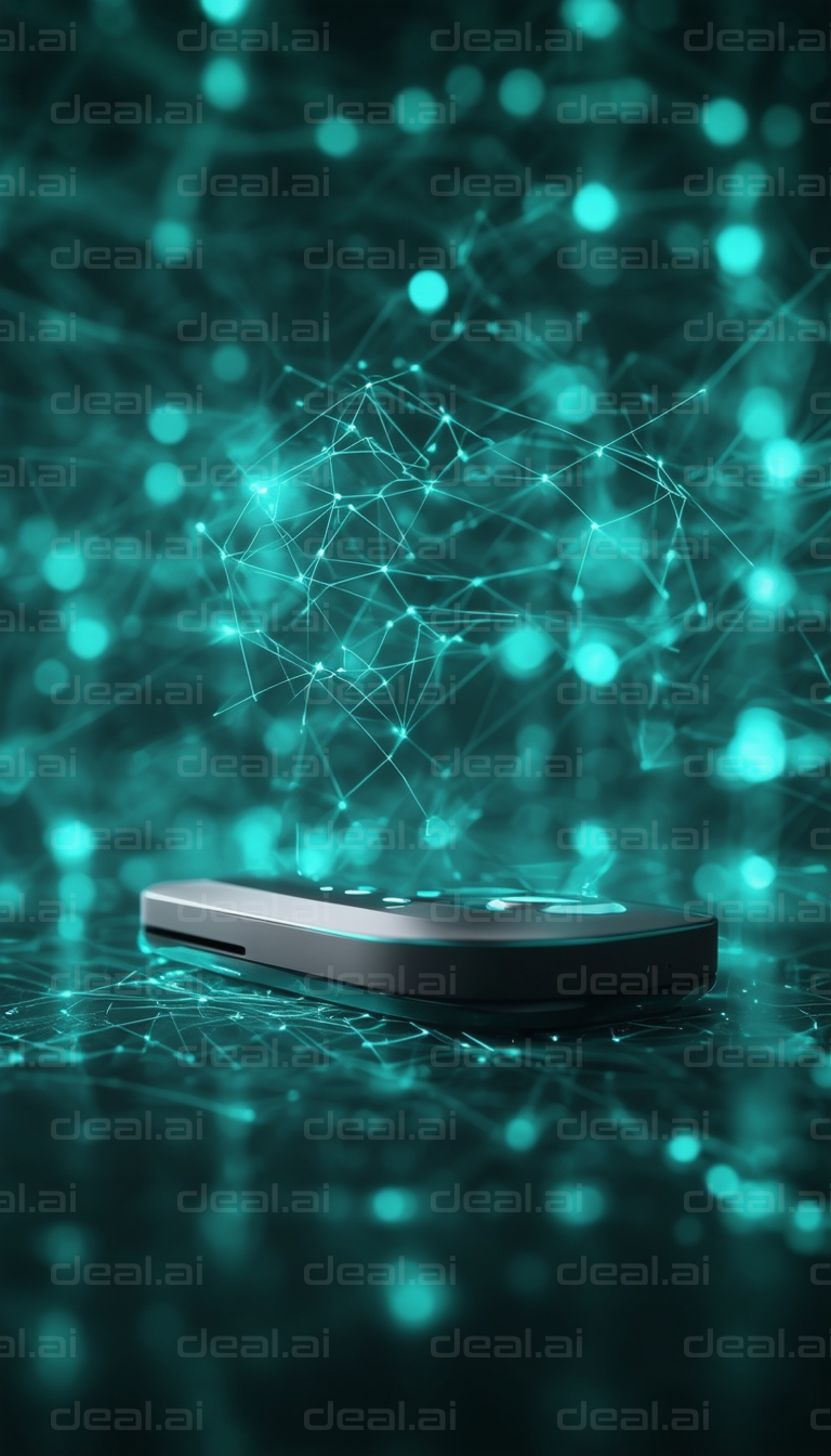 "Futuristic Smartphone in Digital Matrix"