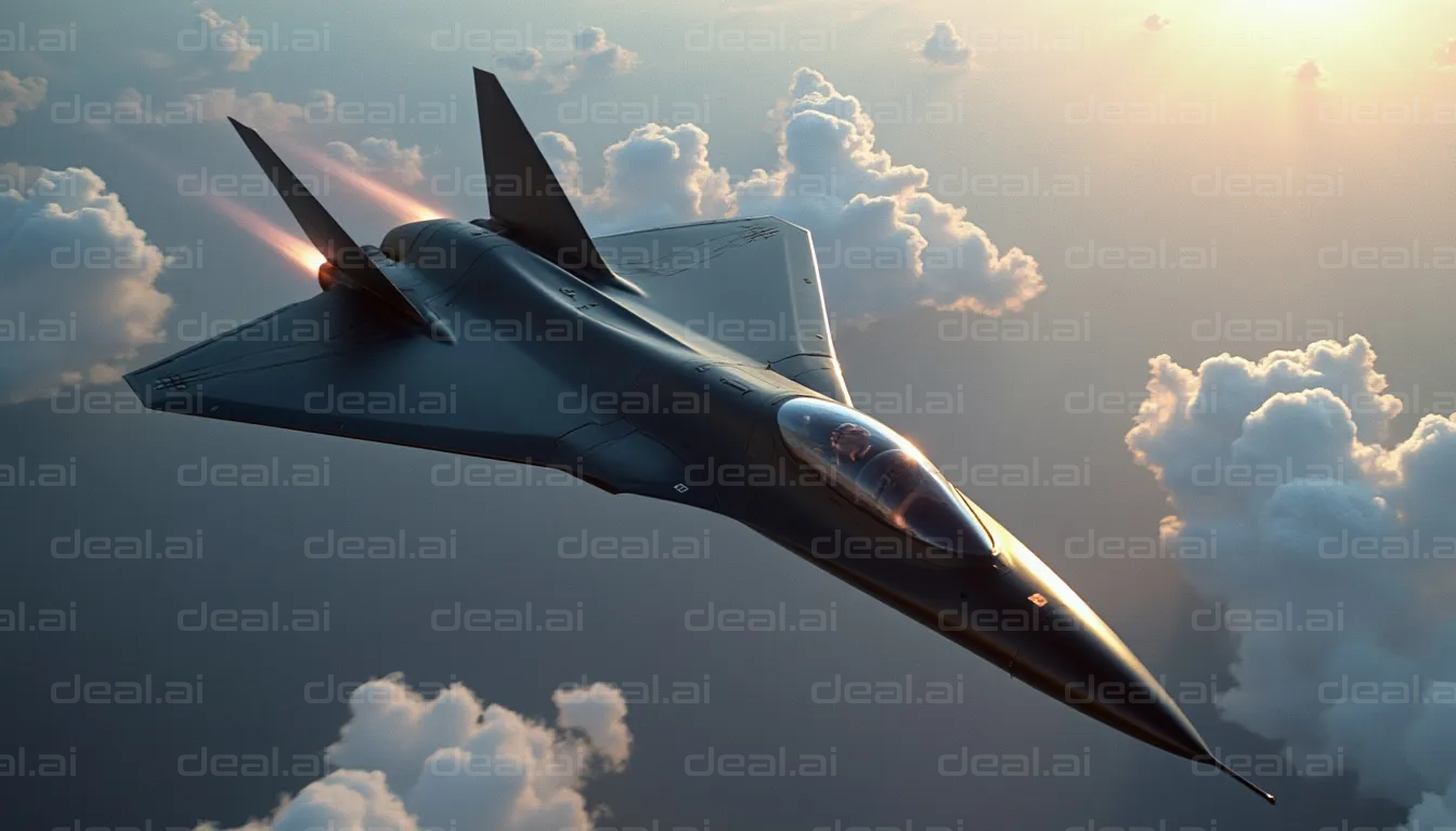 Futuristic Jet Soars Above Clouds