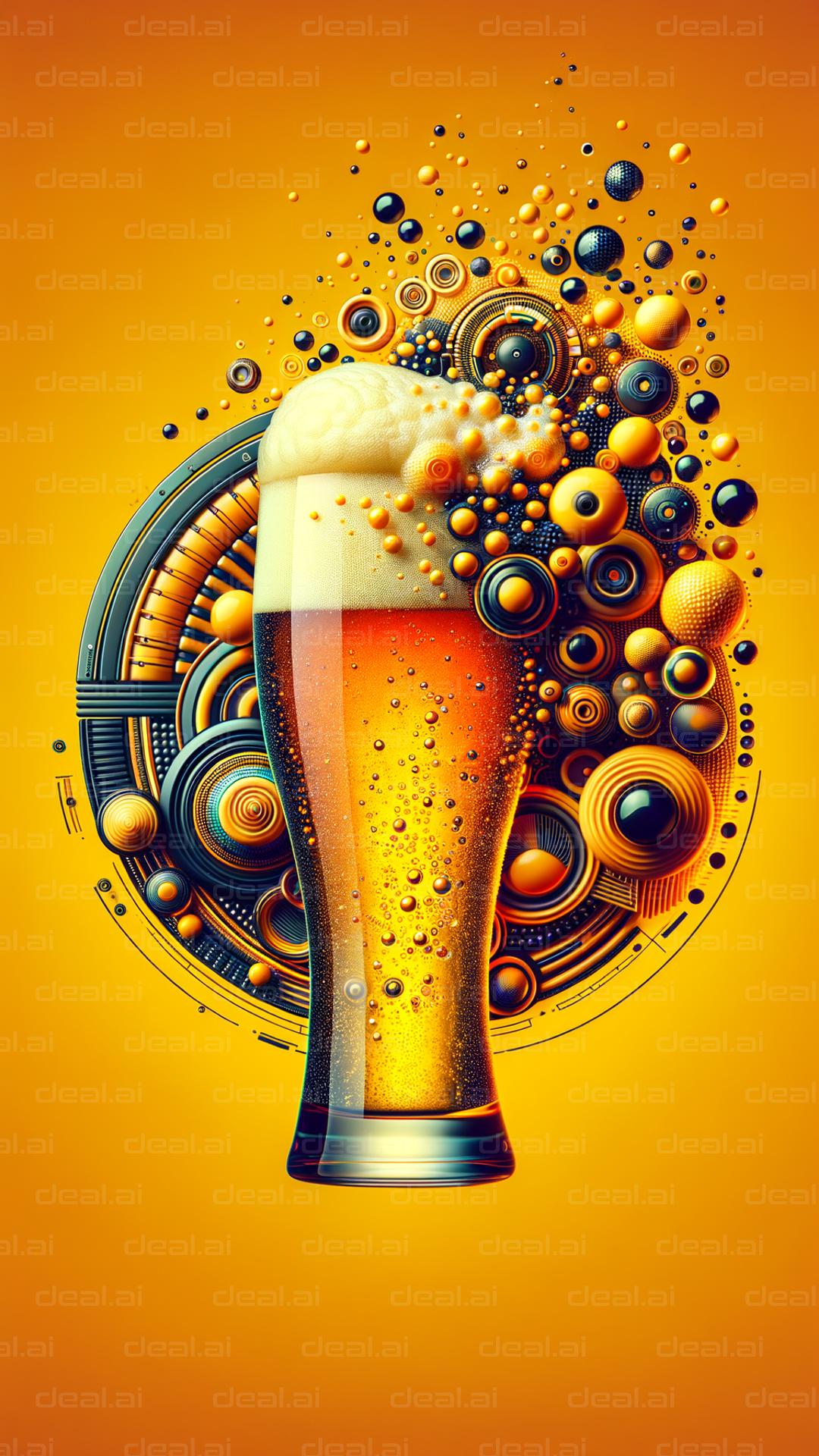 "Colorful Beer Art with Bubbles"