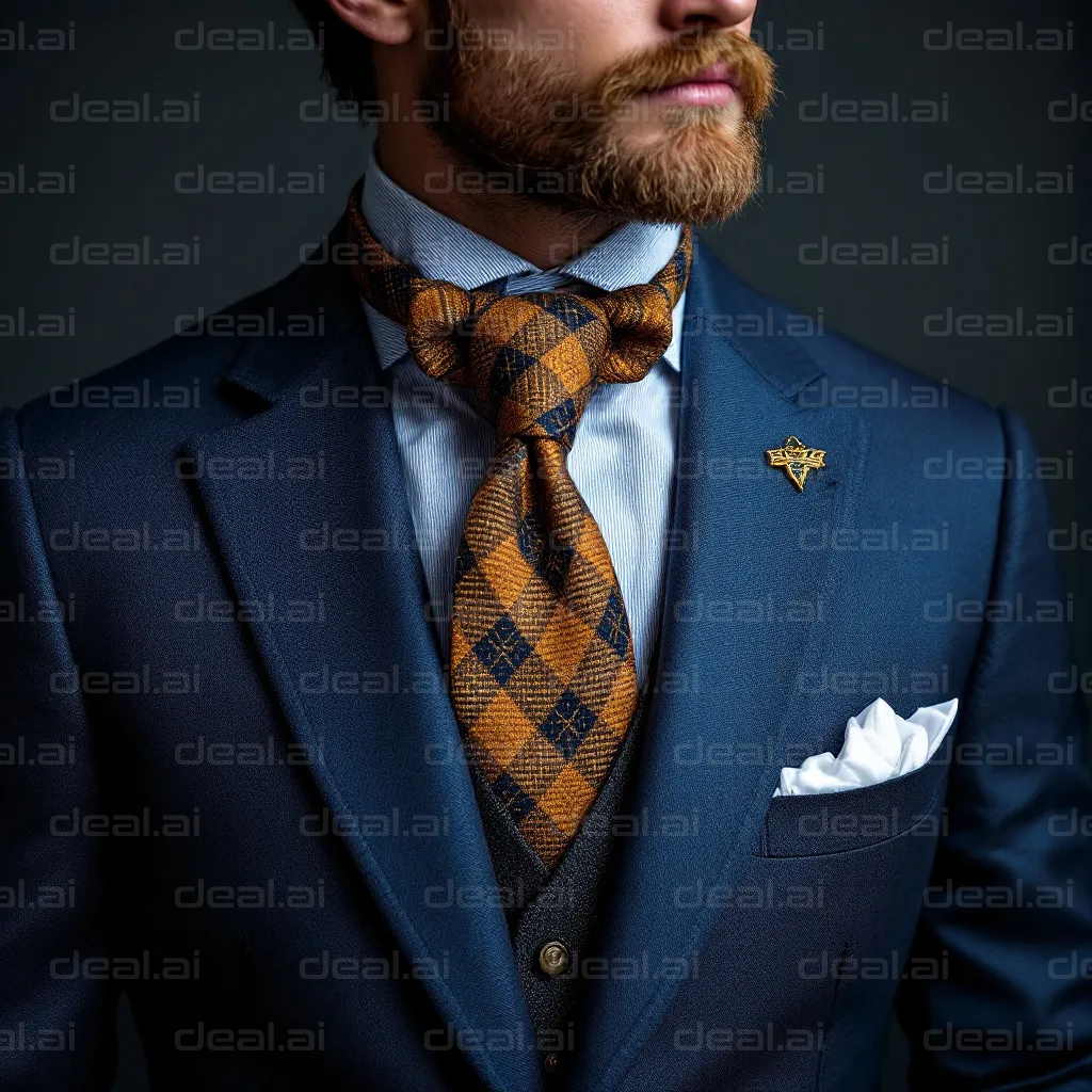 Stylish Knot & Plaid Tie in Suit