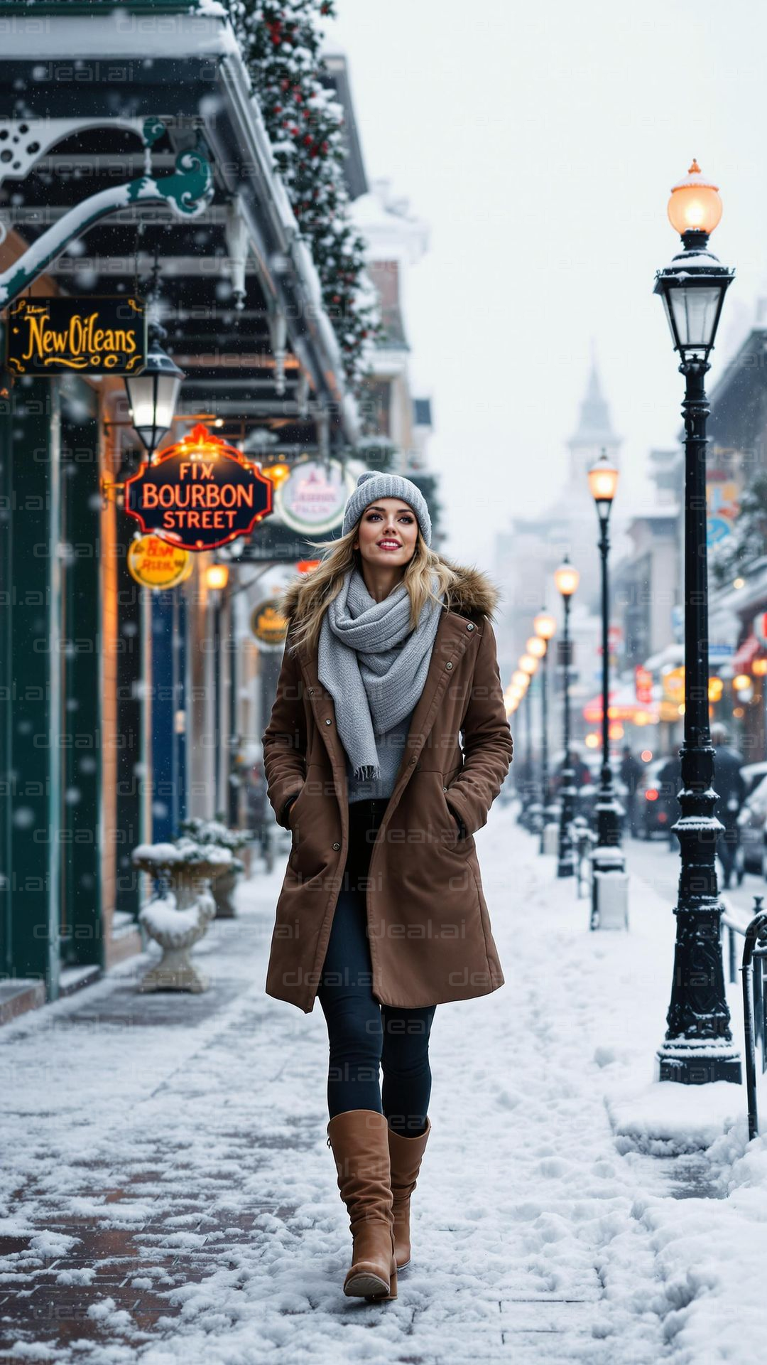 Winter Walk on Bourbon Street