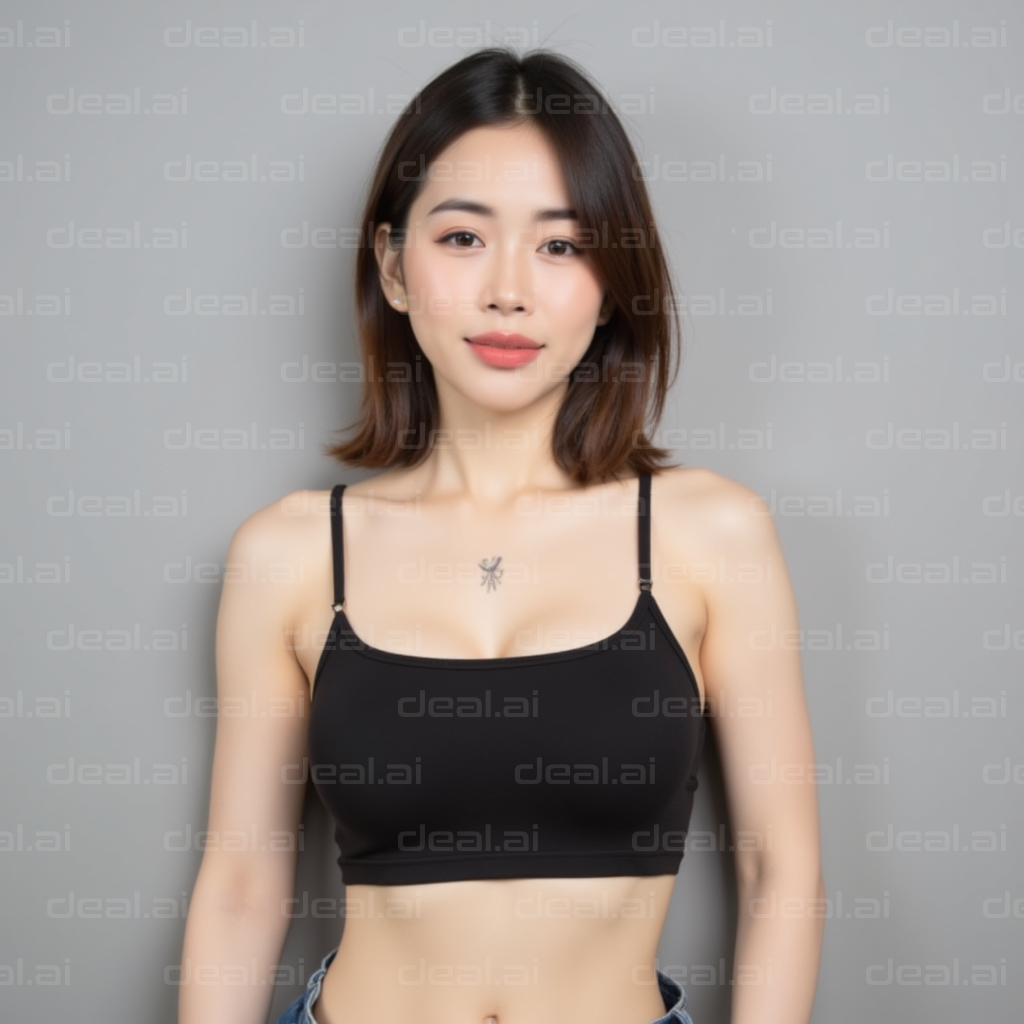 Woman in Black Tank Top Posing