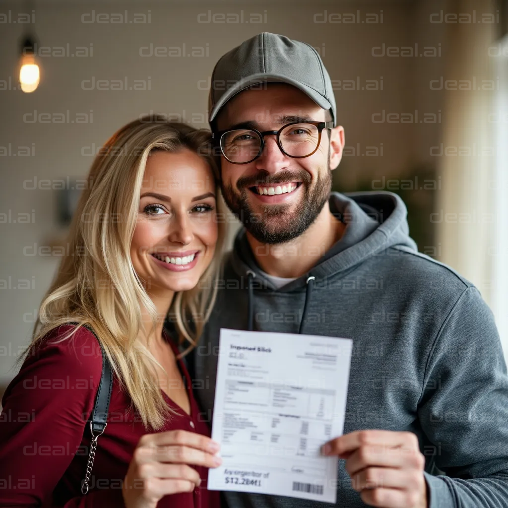 "Happy Couple Celebrates New Purchase"
