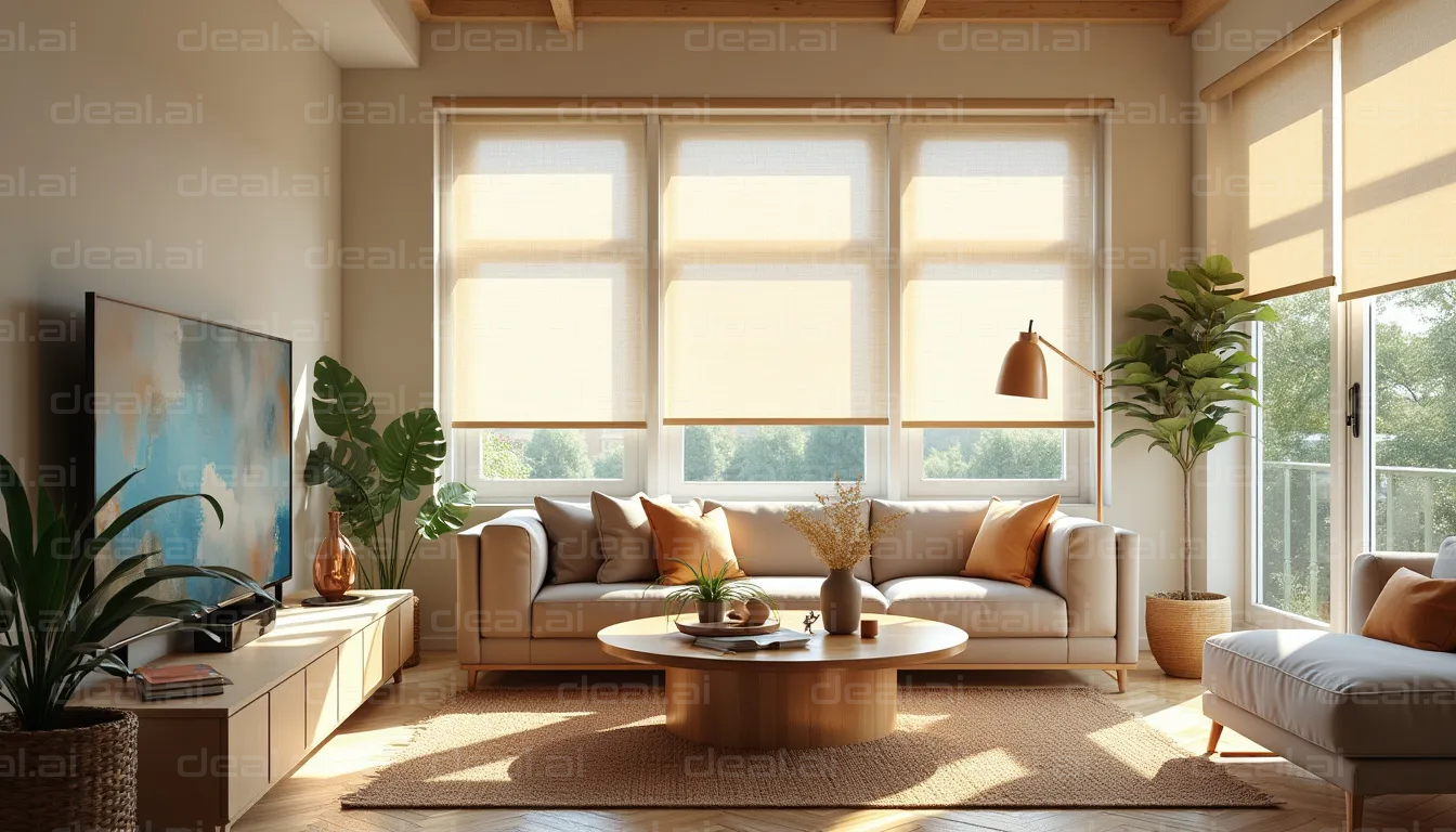 "Modern Living Room with Large Windows"