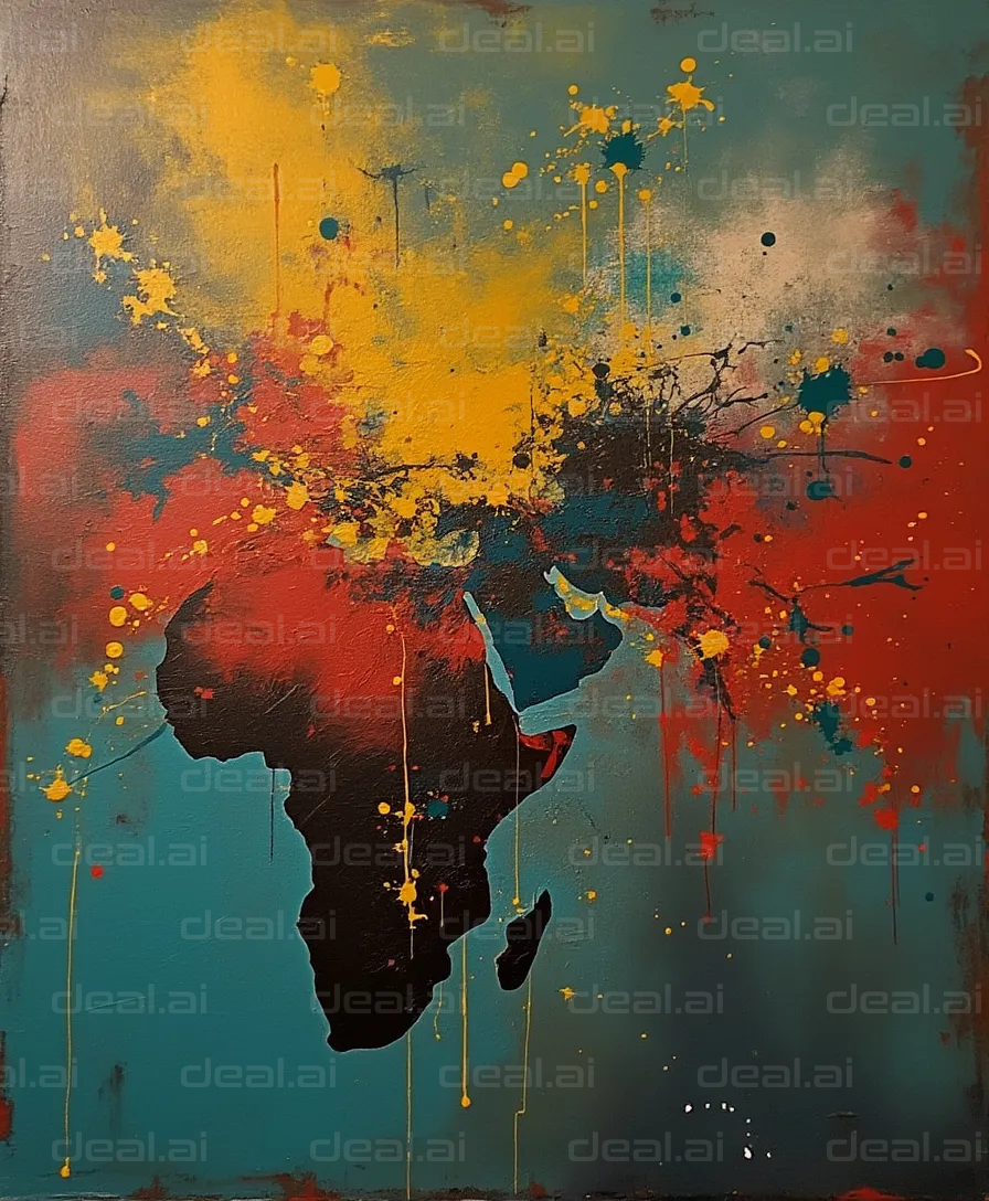"African Continent in Colorful Splash"
