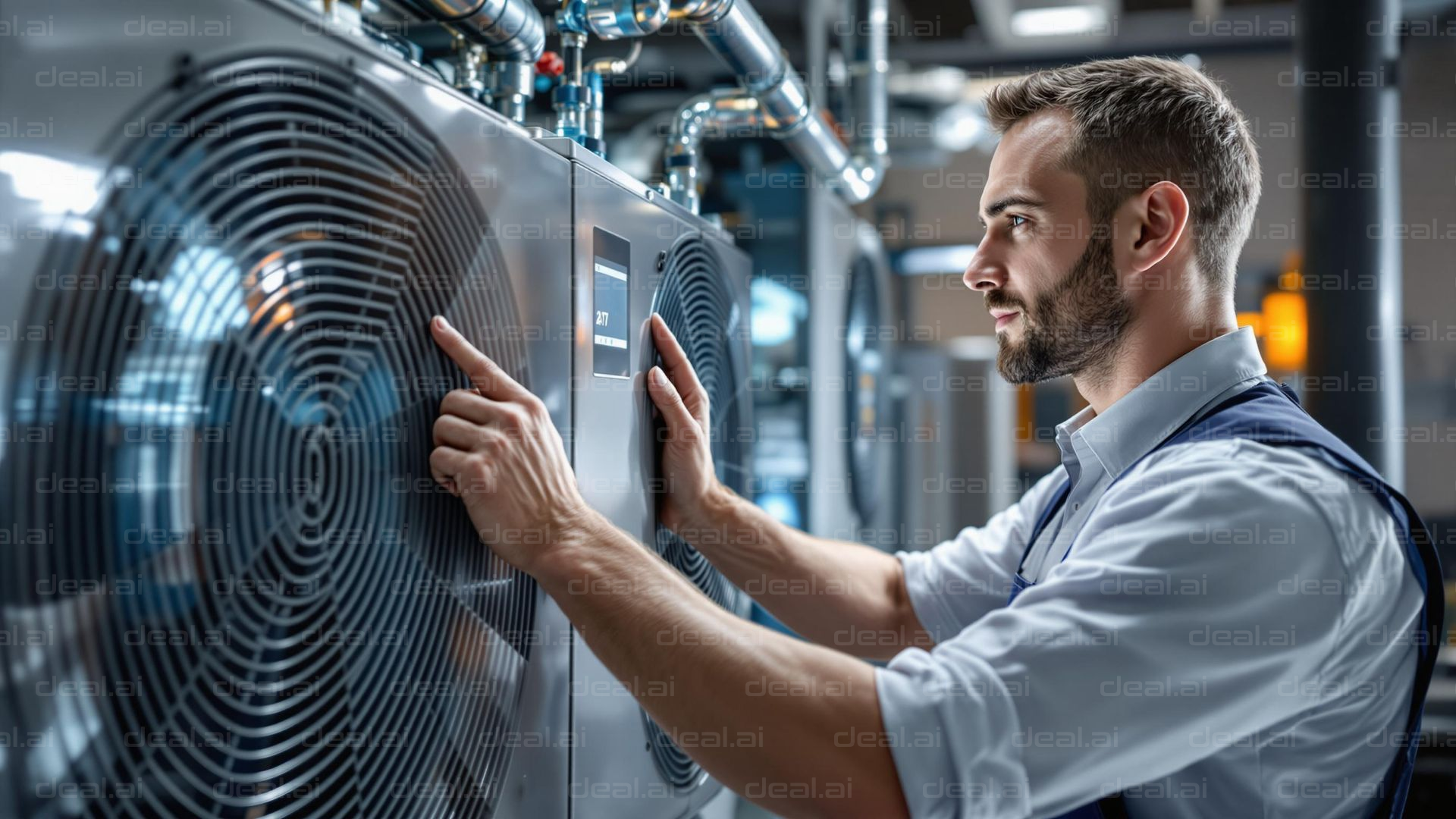 Technician Adjusting HVAC System