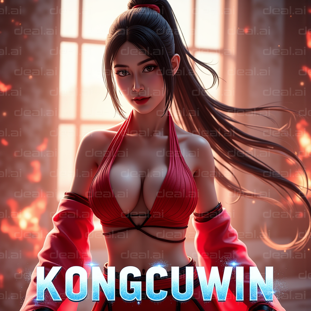 "Fierce Warrior in Red Attire"