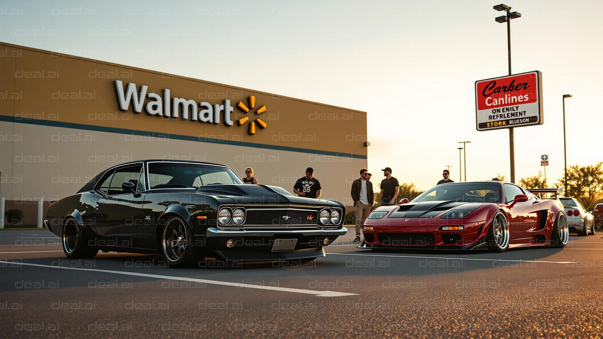 Classic & Modern Cars at Sunset