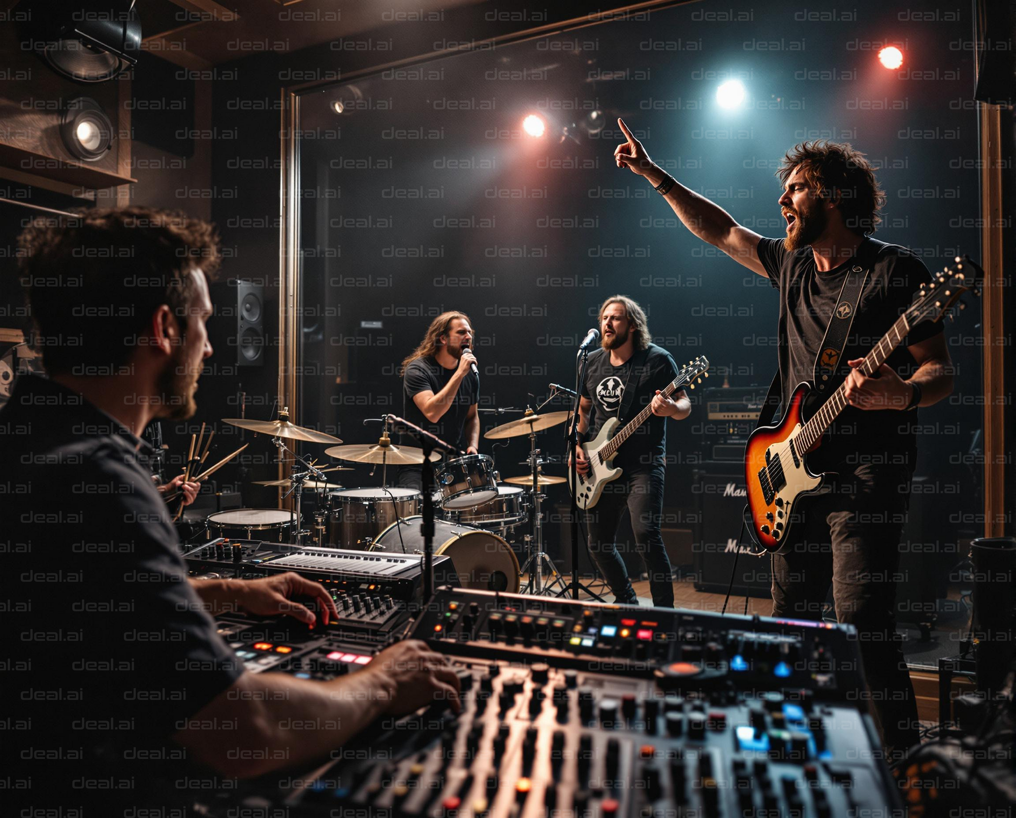 Rock Band in Studio Jam Session