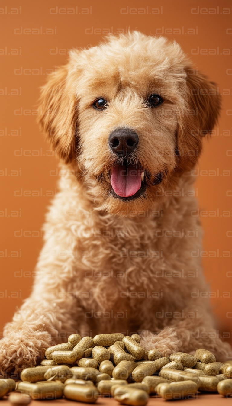 Curious Pup with Pills