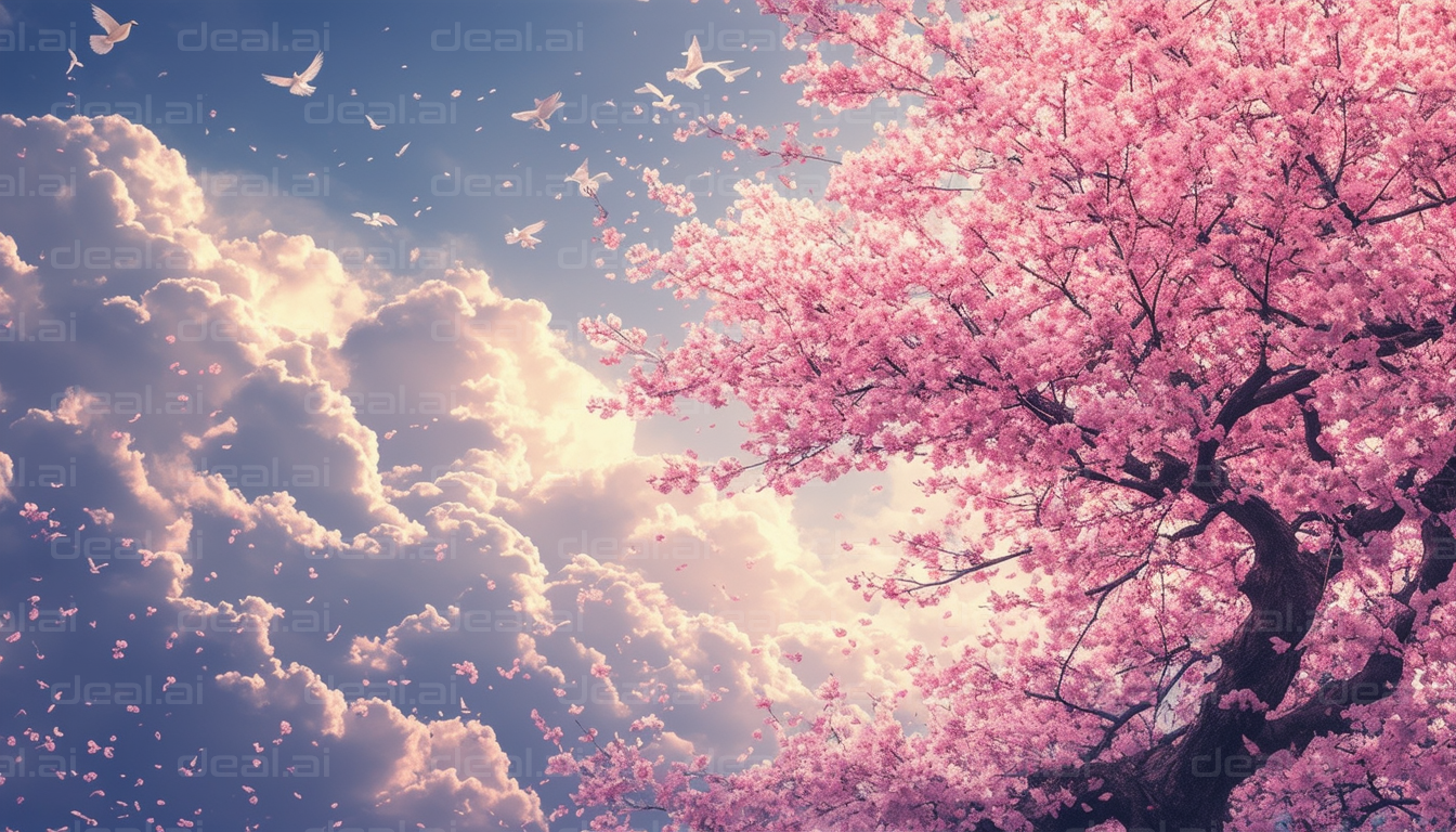 "Blossoms and Birds in Flight"