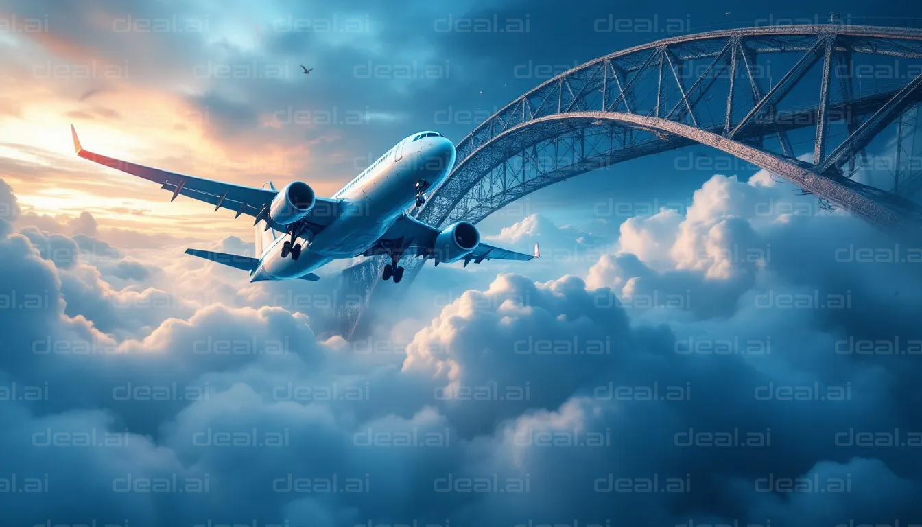 Airplane Soaring Through Clouds
