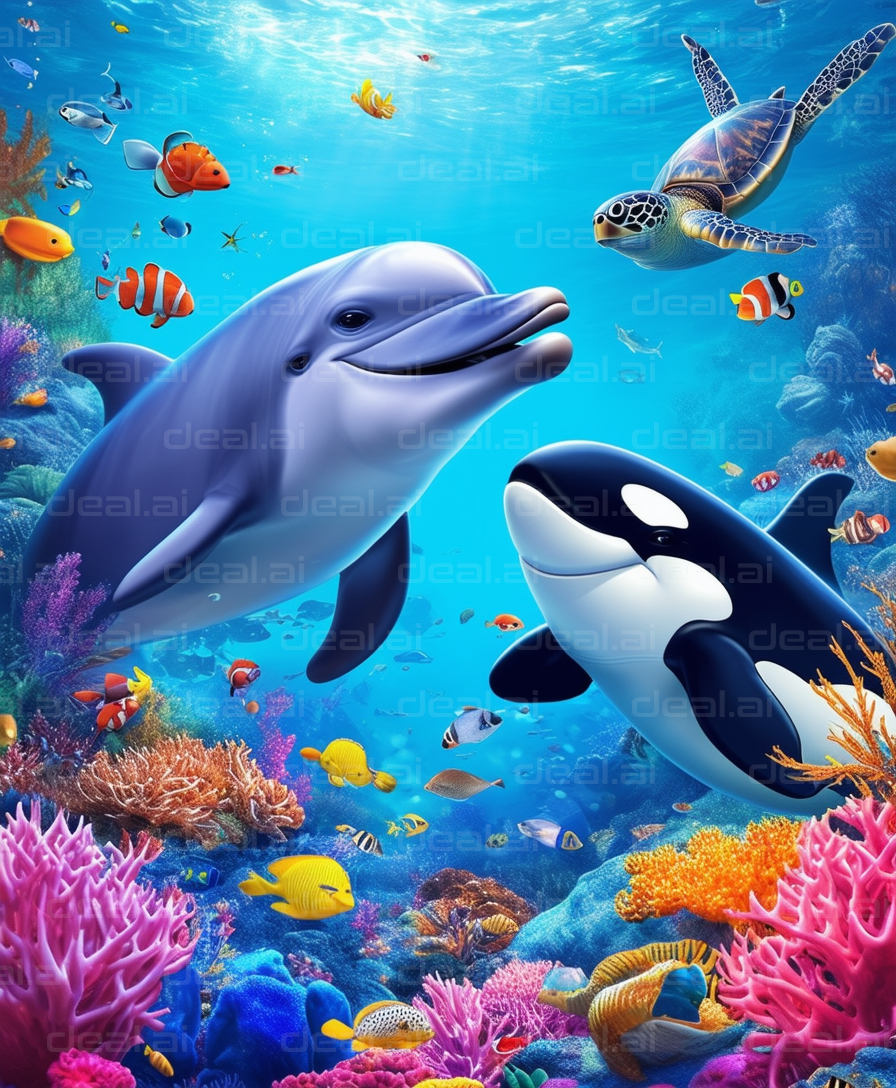 "Underwater Adventure with Sea Friends"