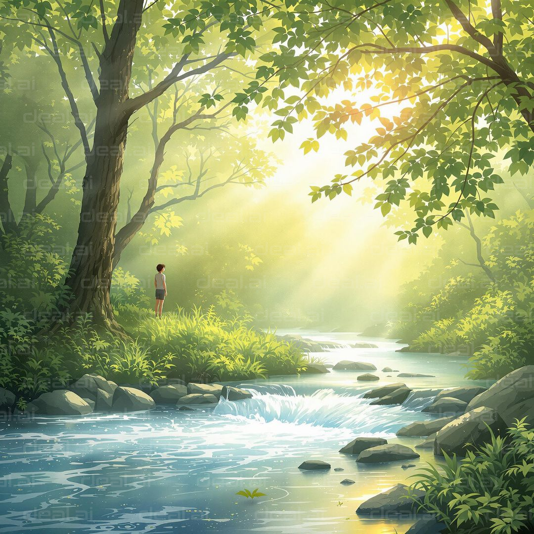 Tranquil Forest Stream Scene