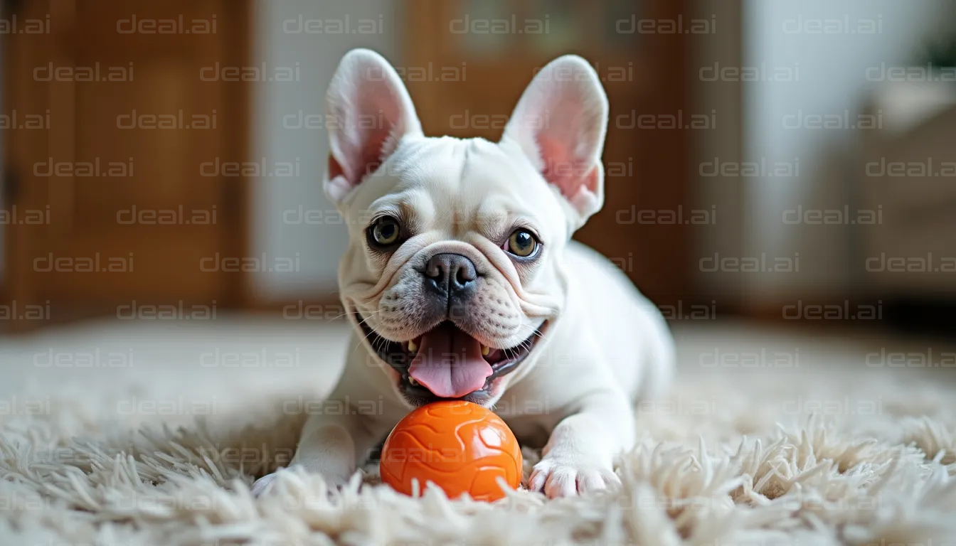 Happy Puppy with an Orange Ball