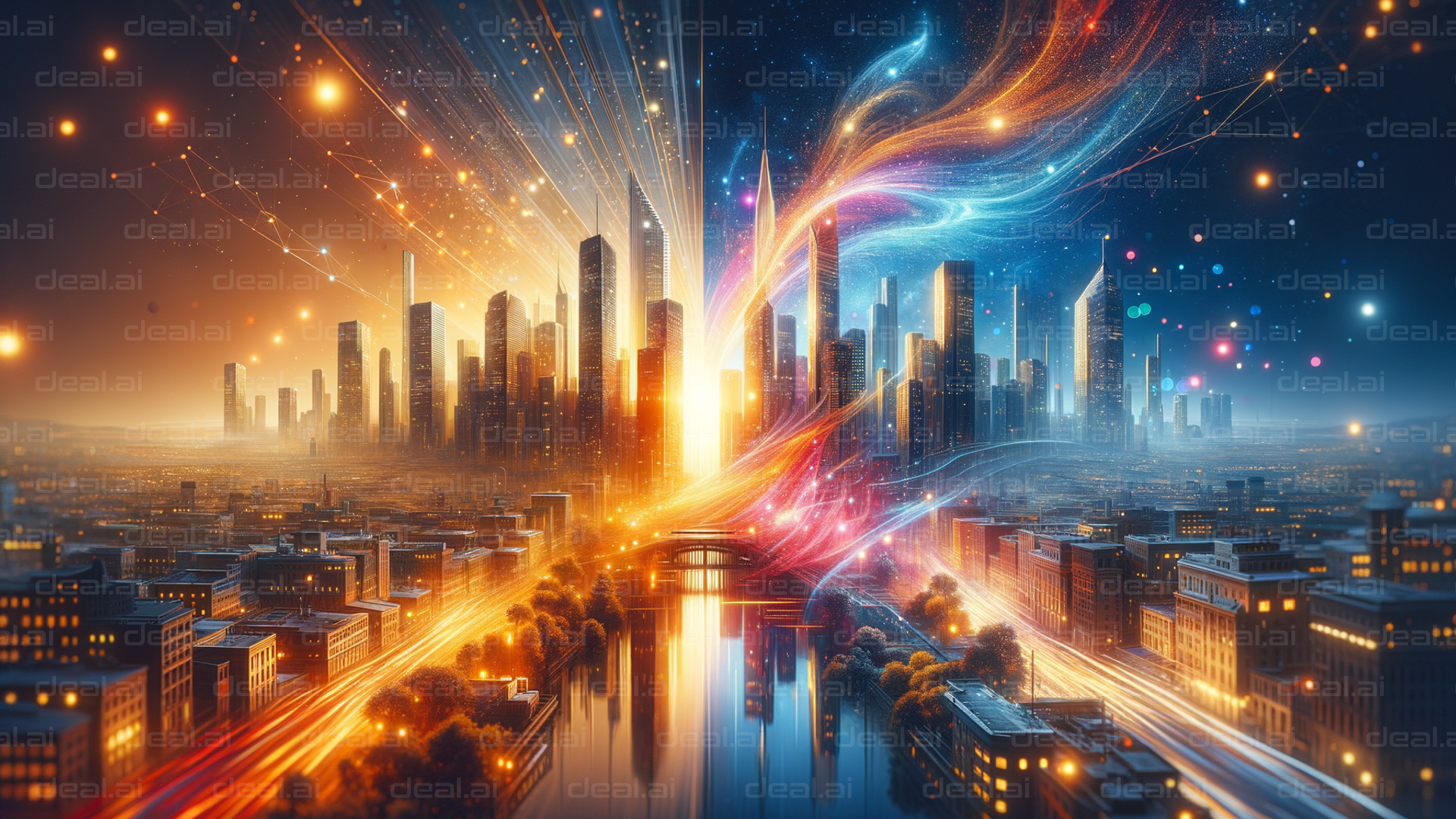 "Futuristic Cityscape of Light and Color"