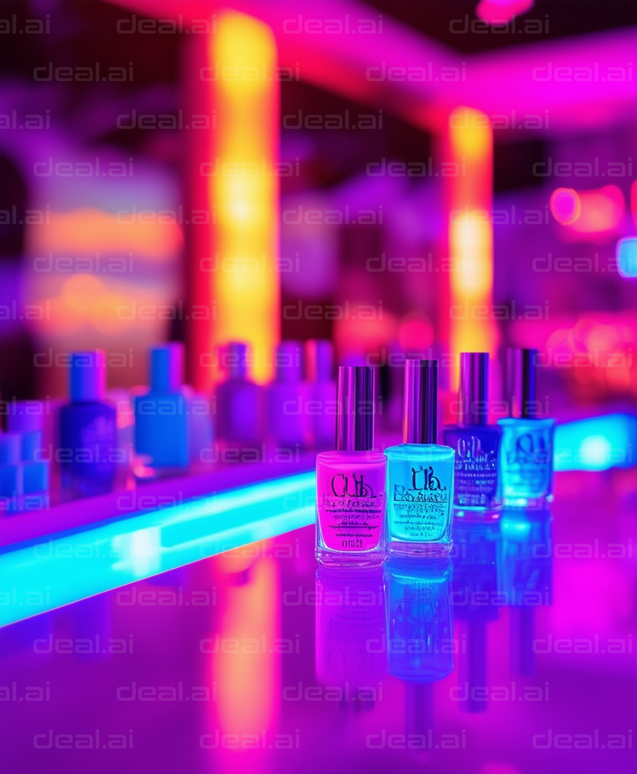 "Vibrant Nail Polish Under Neon Lights"