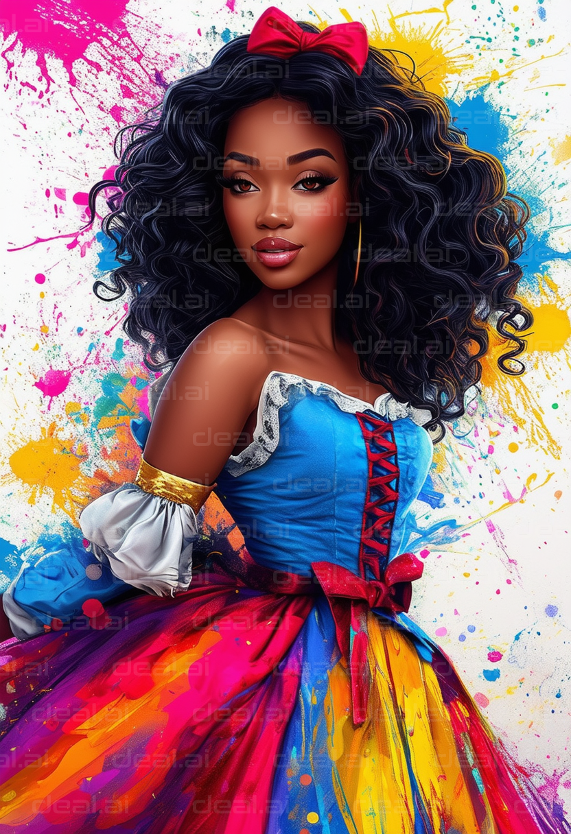 Vibrant Princess With Colorful Background