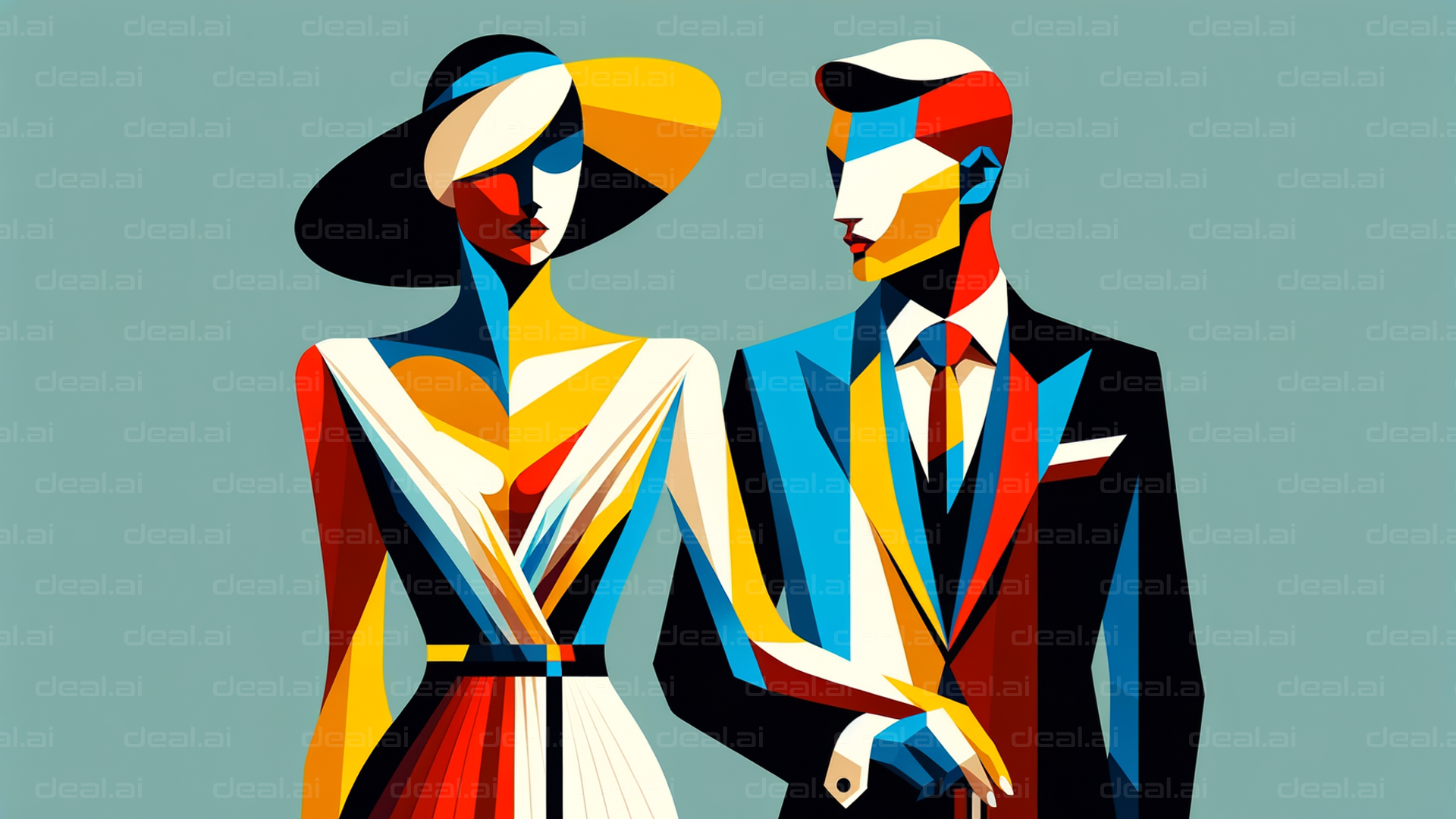 Colorful Abstract Couple Art
