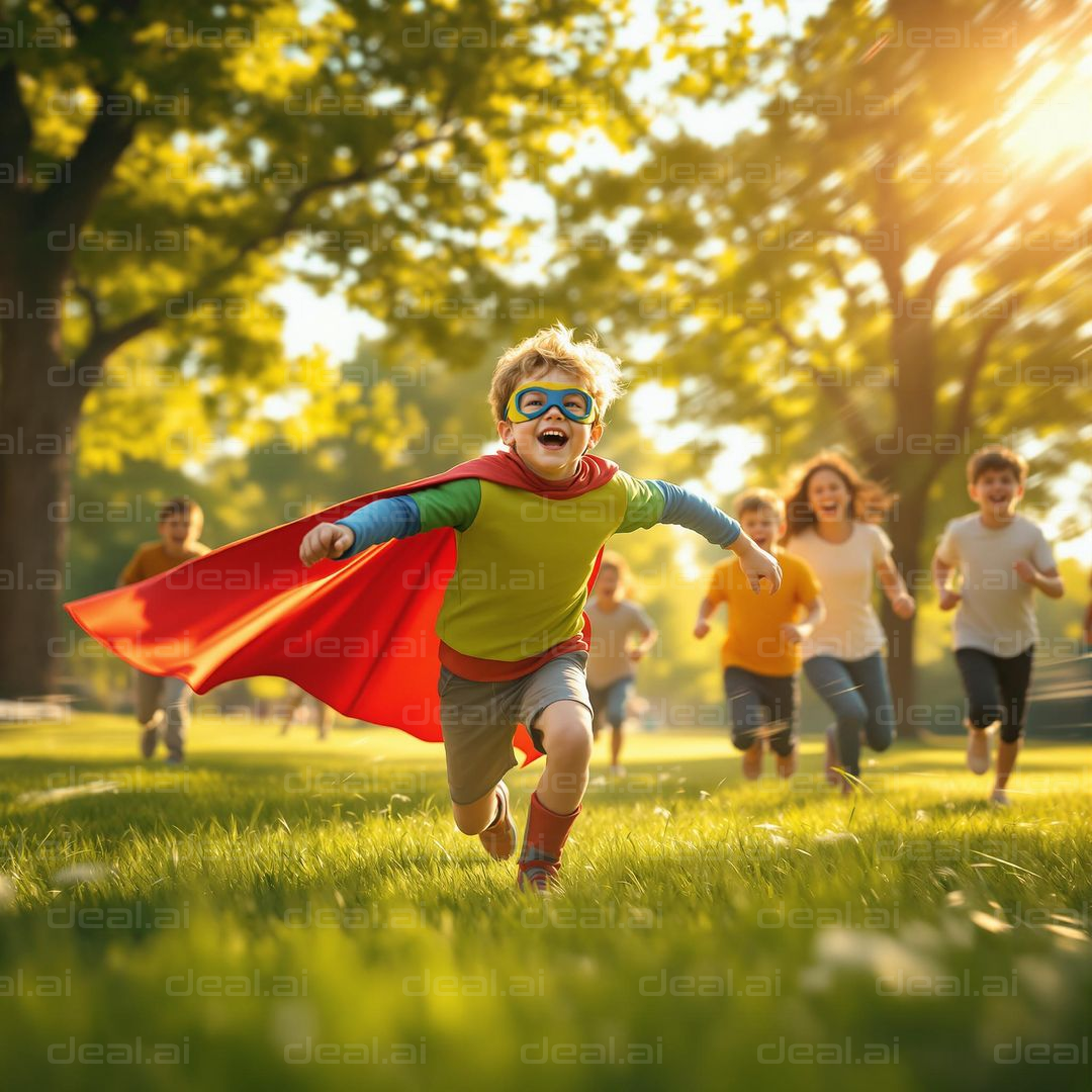 "Child Superhero Leads the Adventure"