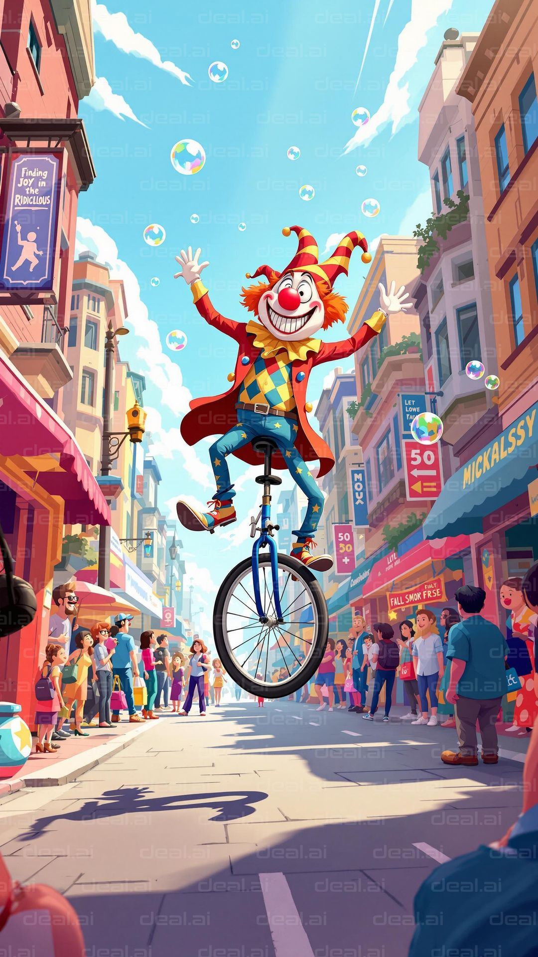 Clown's Joyful Unicycle Parade
