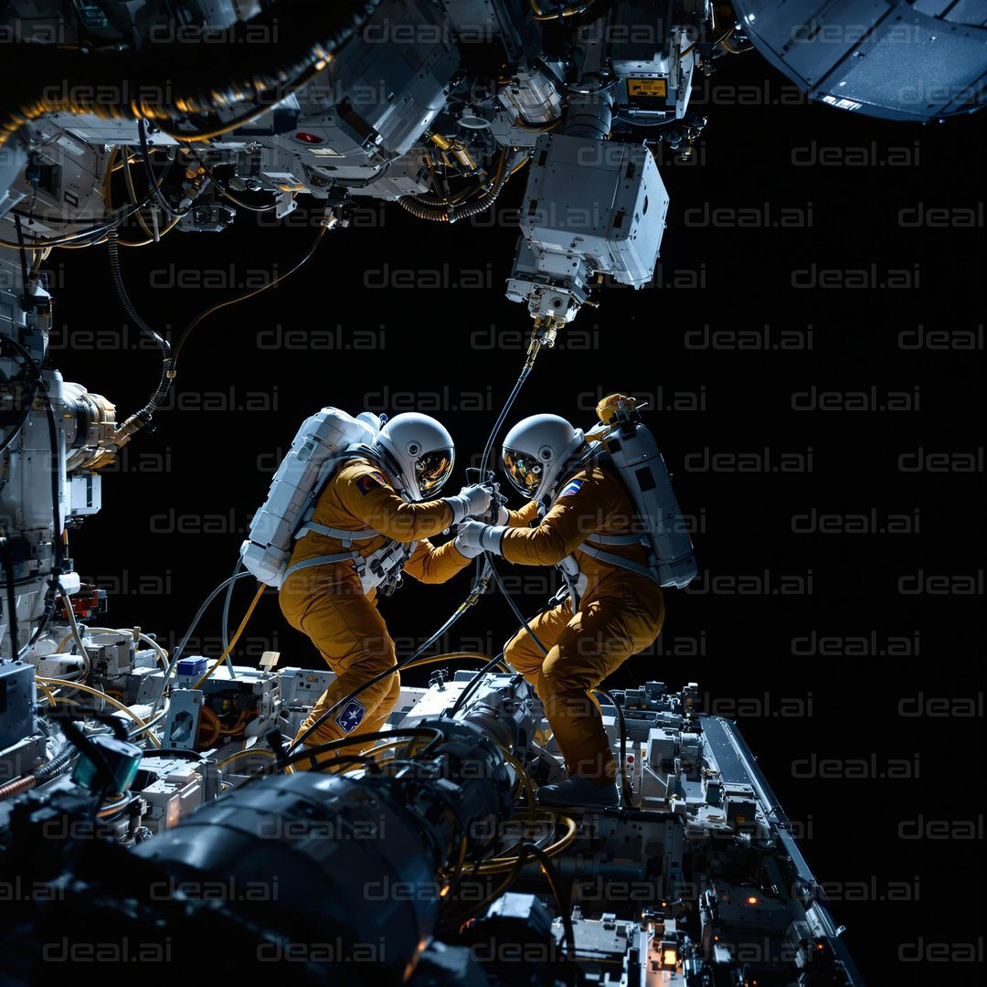 Astronauts Working in Space