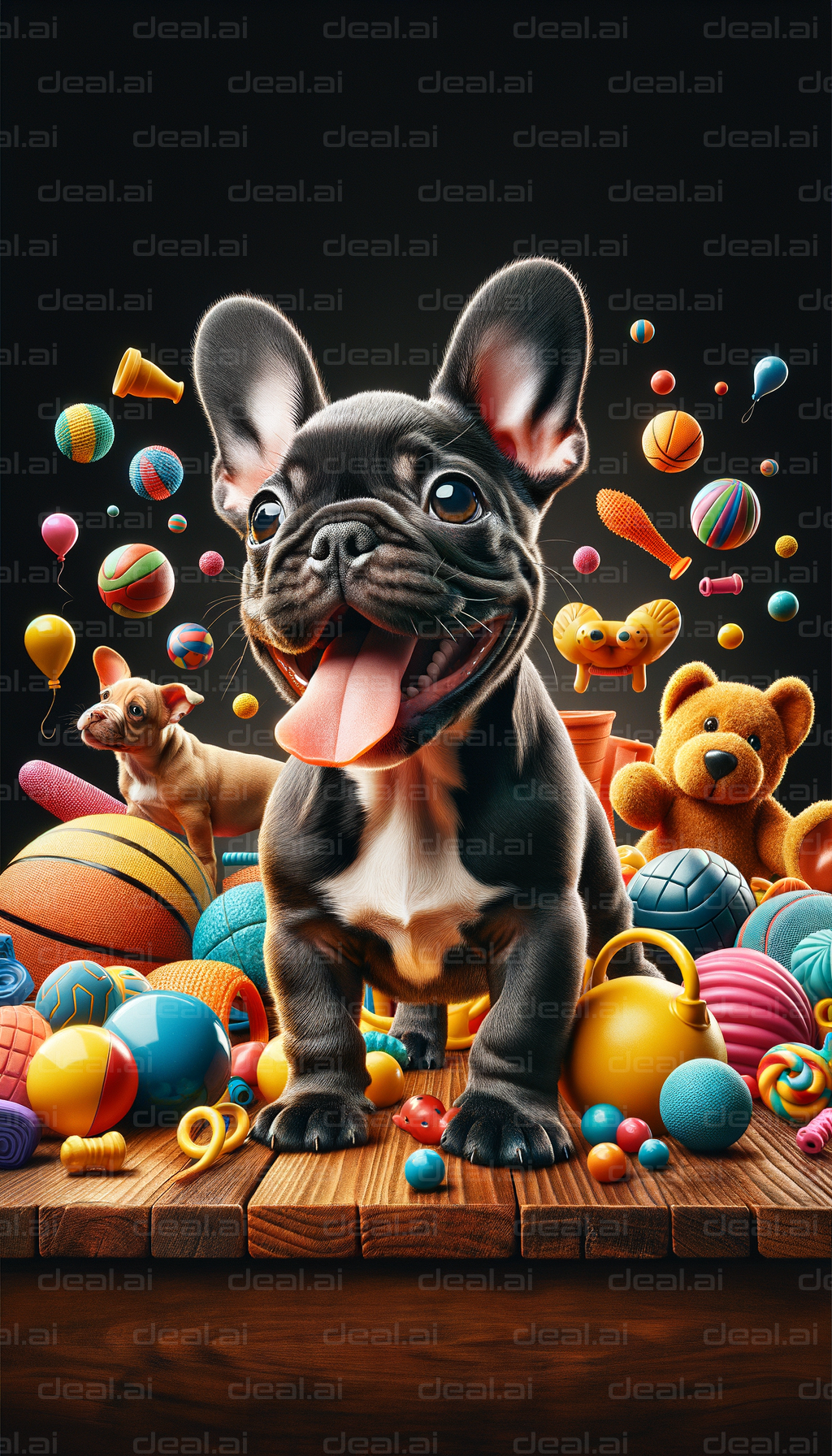 Playful Puppies Surrounded by Toys