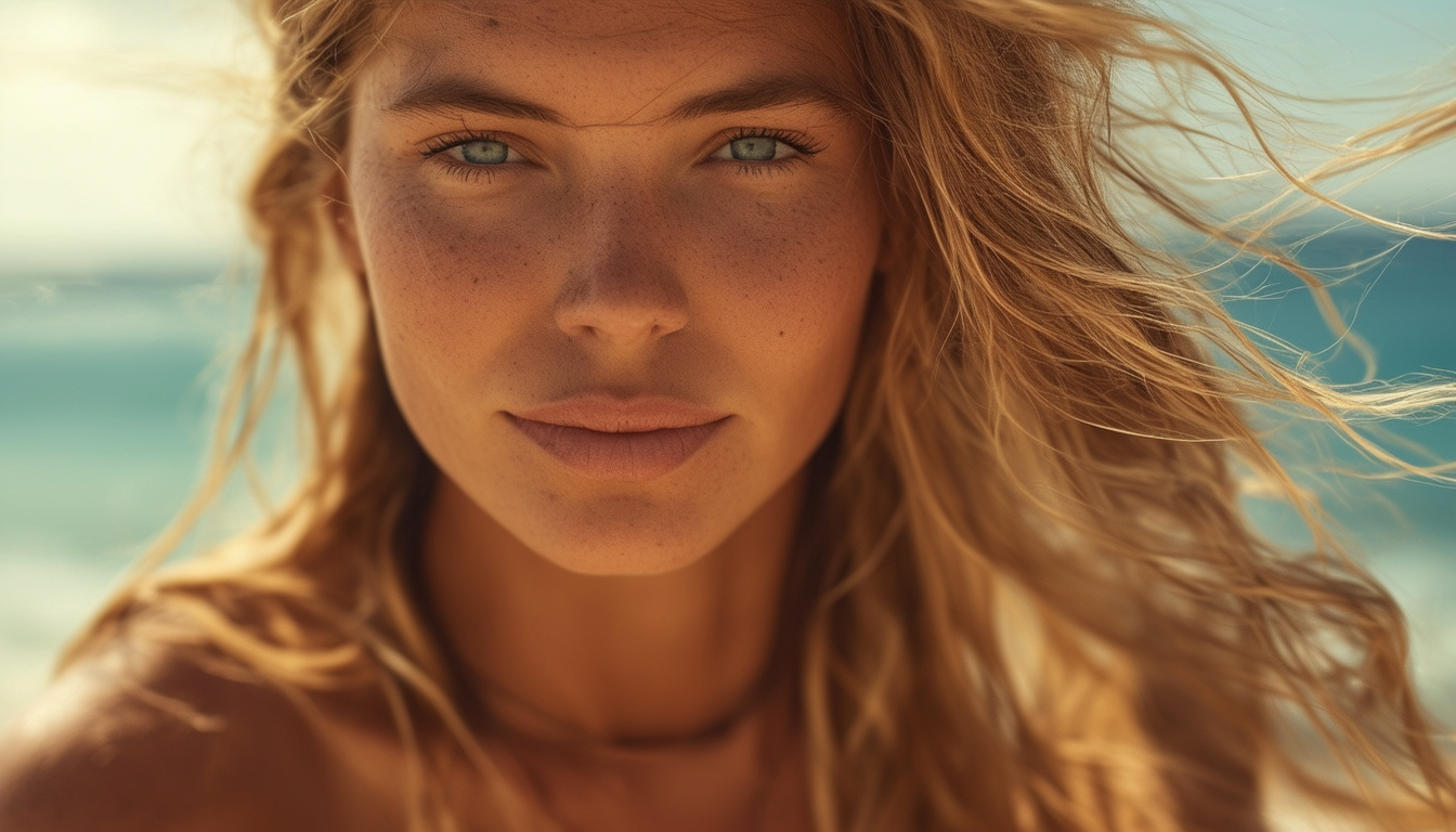 "Sun-Kissed Beach Portrait"