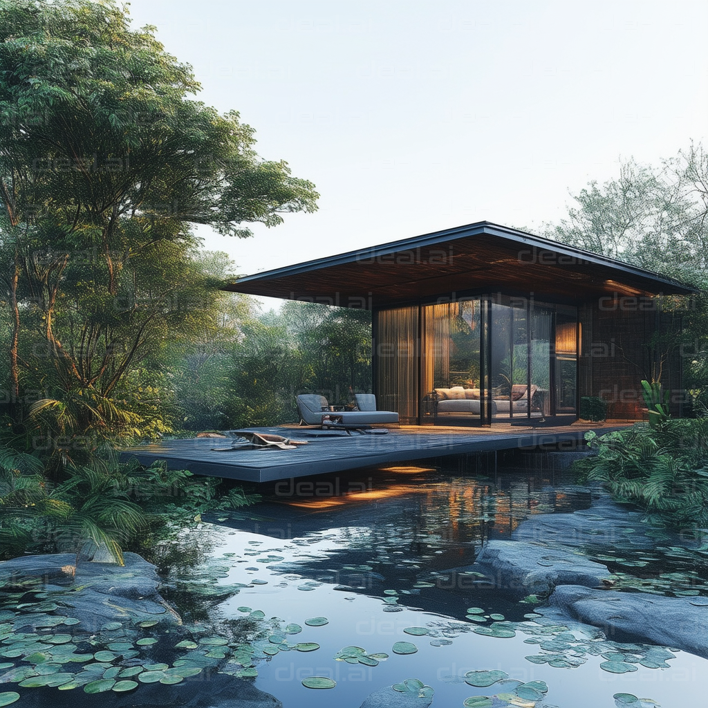 Modern Cabin by Tranquil Pond