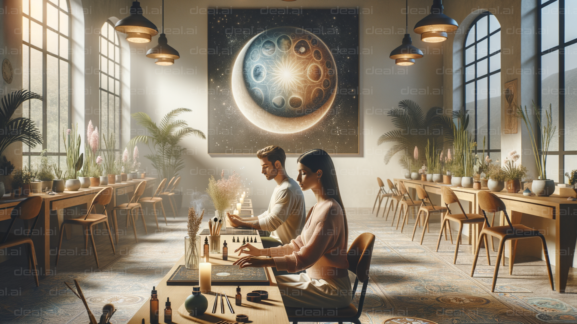 Tranquil Art Studio with Celestial Decor
