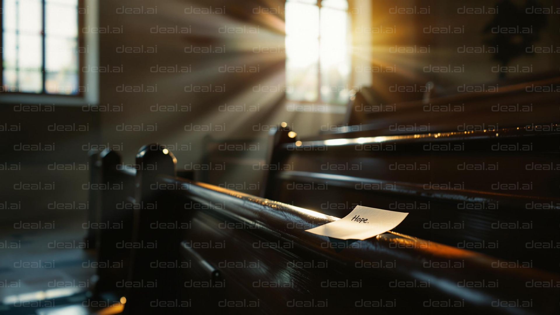 Sunlit Hope in Church Pew