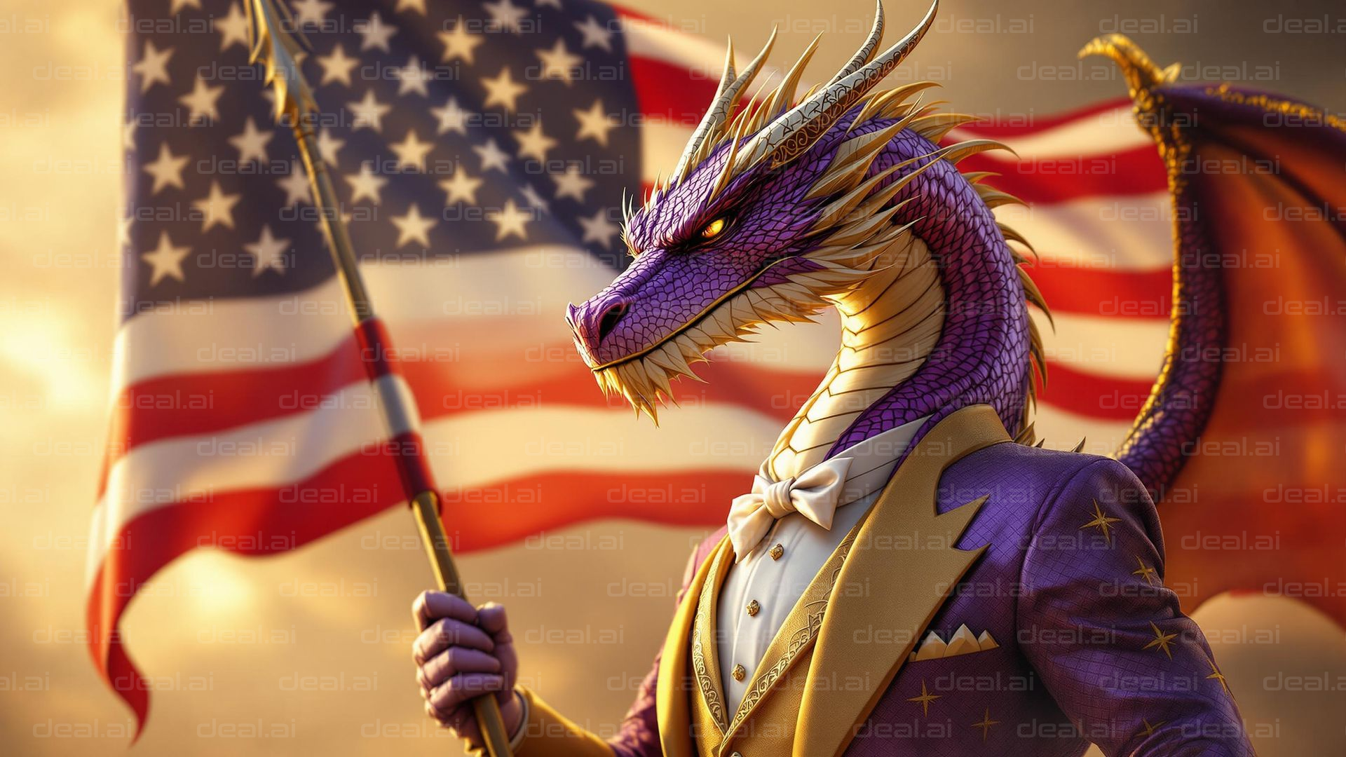 "Patriotic Dragon in Suit"